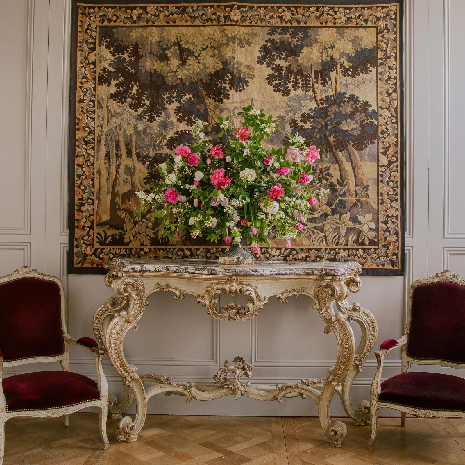 Large 18th Century Italian Rococo Console With Breche Violet Marble Top photo furniture
