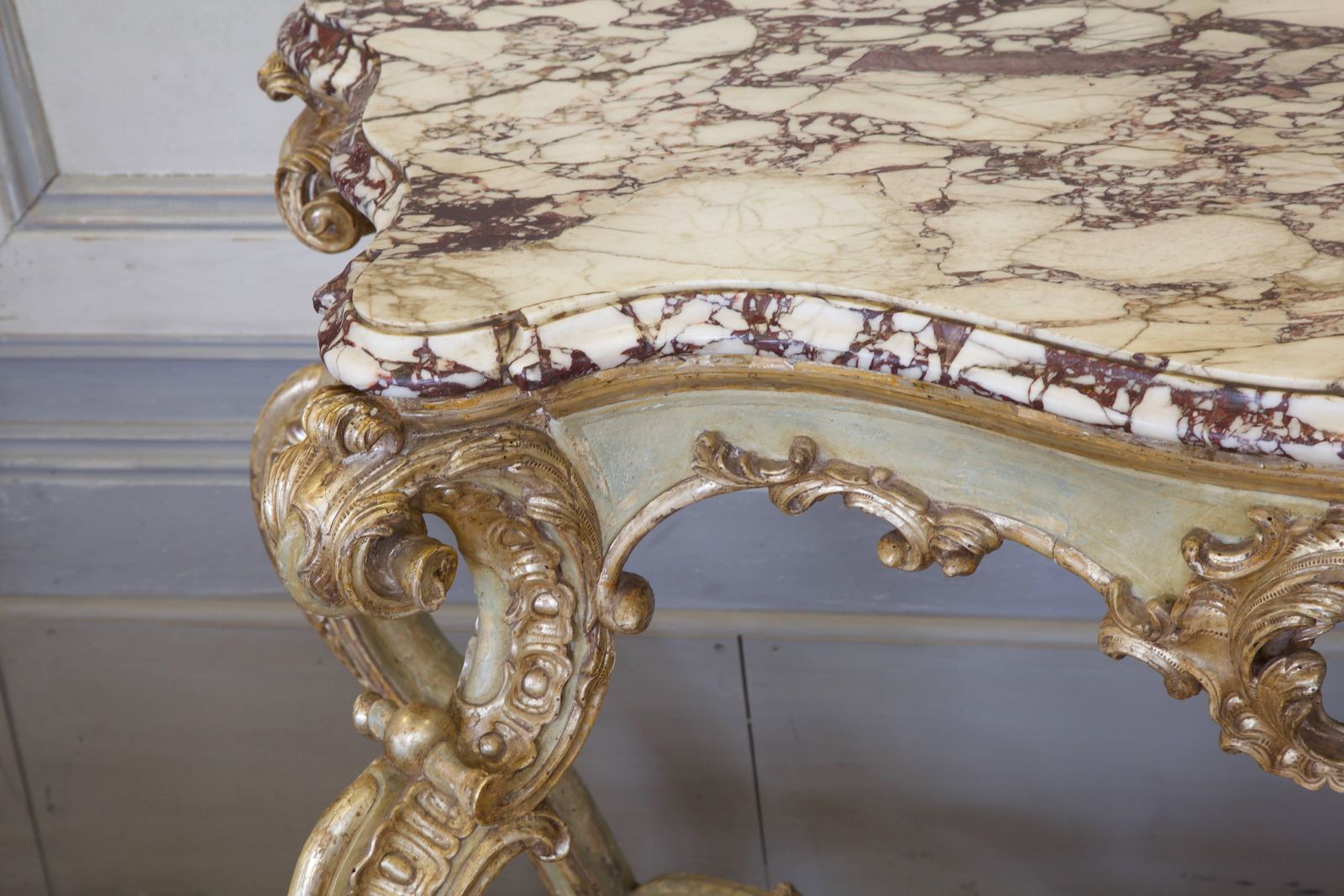 Large 18th Century Italian Rococo Console With Breche Violet Marble Top photo 9542.0