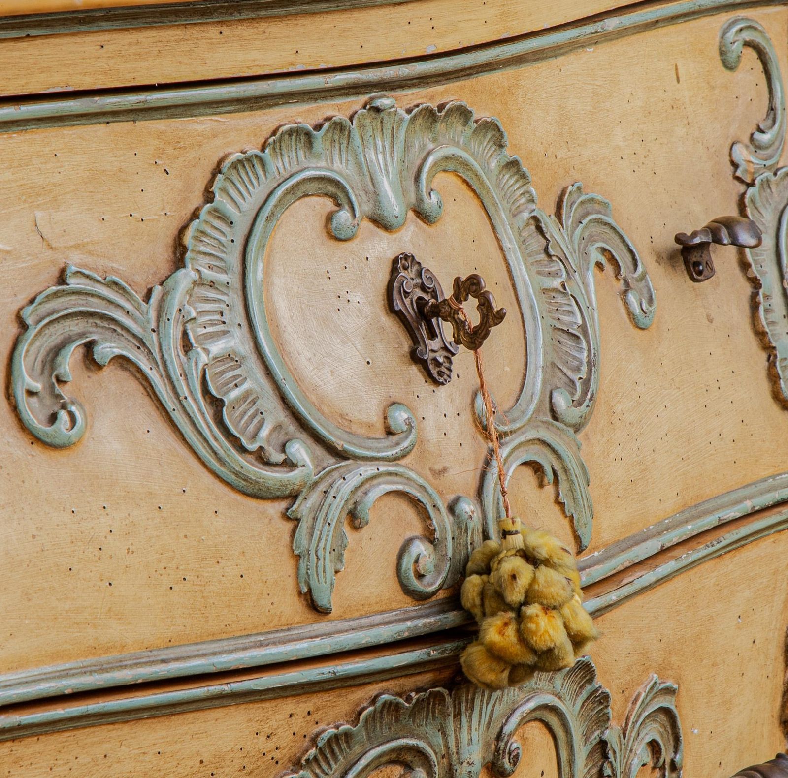 Italian Hand Painted Louis XV Style Bombe Chest, Circa Mid 1900's photo buy