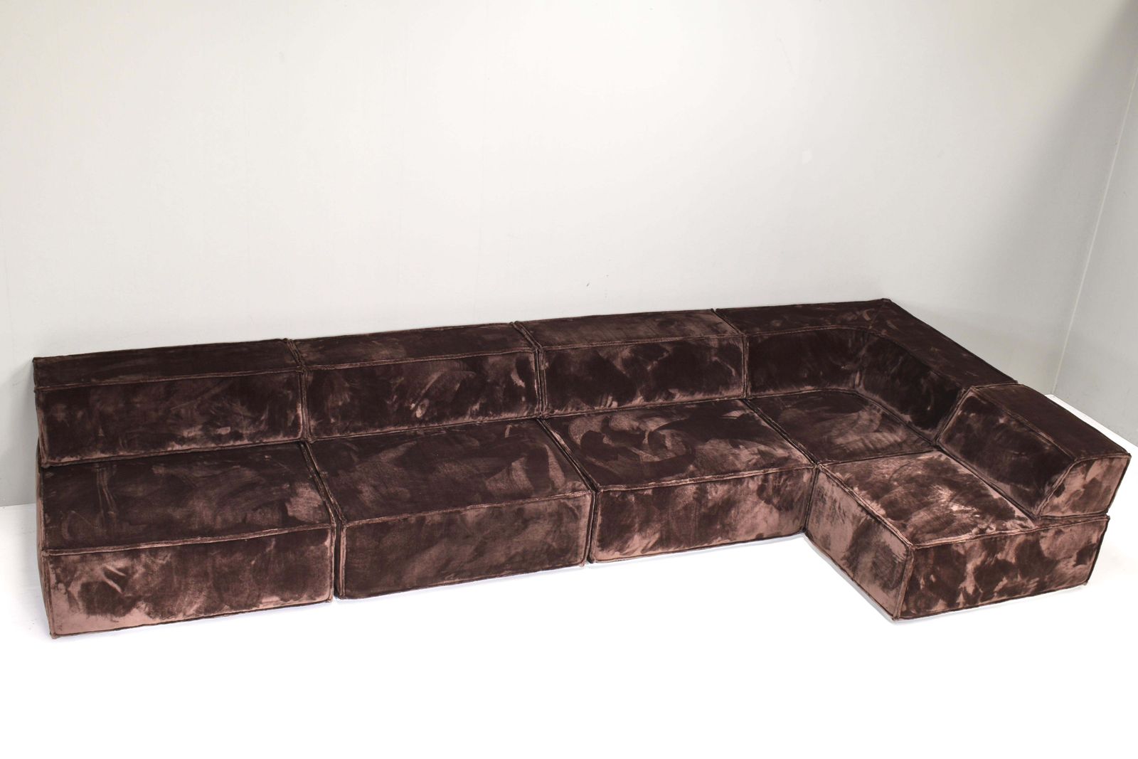 Cor Trio Sectional Sofa In Chocolate Brown Velvet 1972  New Upholstery photo furniture