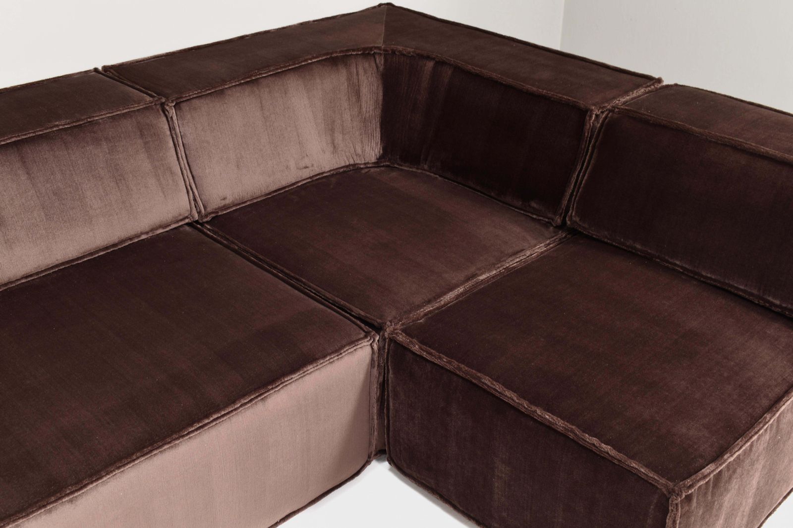 12894.0 Cor Trio Sectional Sofa In Chocolate Brown Velvet 1972  New Upholstery photo