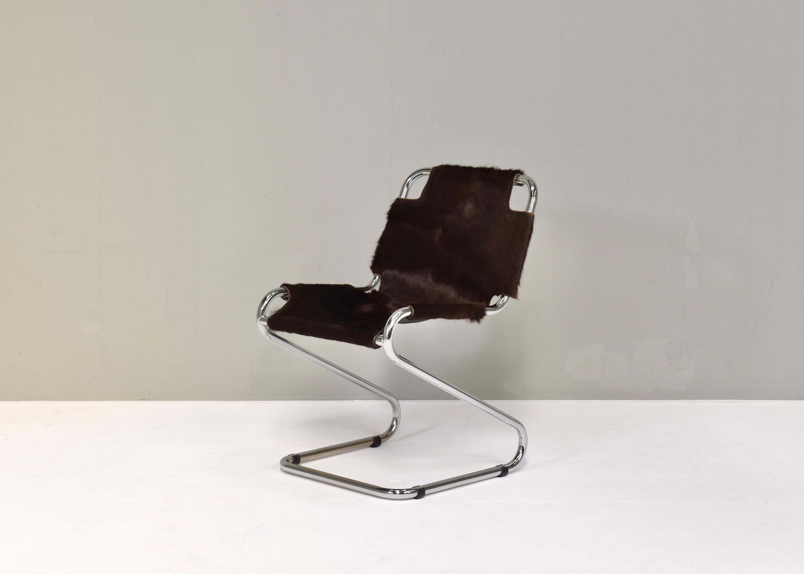 1970s Italian Chair In Cowhide And Chrome   Italy, 1970s photo Furniture