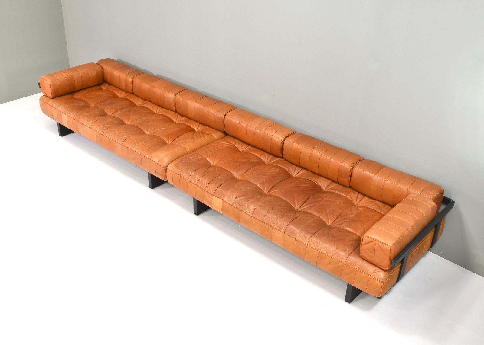 Pair Of De Sede Ds80 Daybed Sofas In Cognac Tan Leather   Switzerland, 1970s photo vinterior