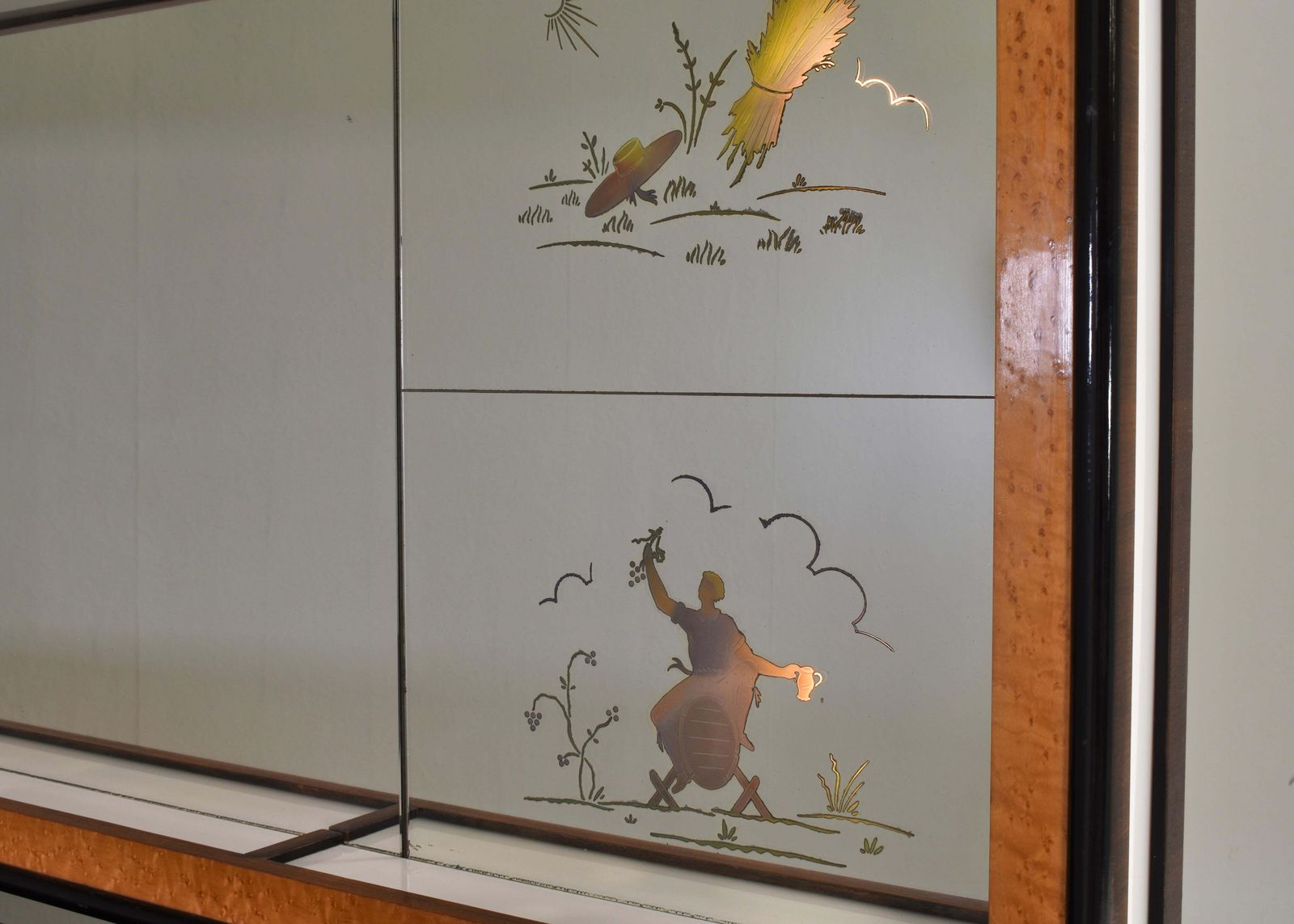 Furniture 'Four Seasons' Sideboard With Illuminated Mirror In The Style Of Borsani   1930s photo