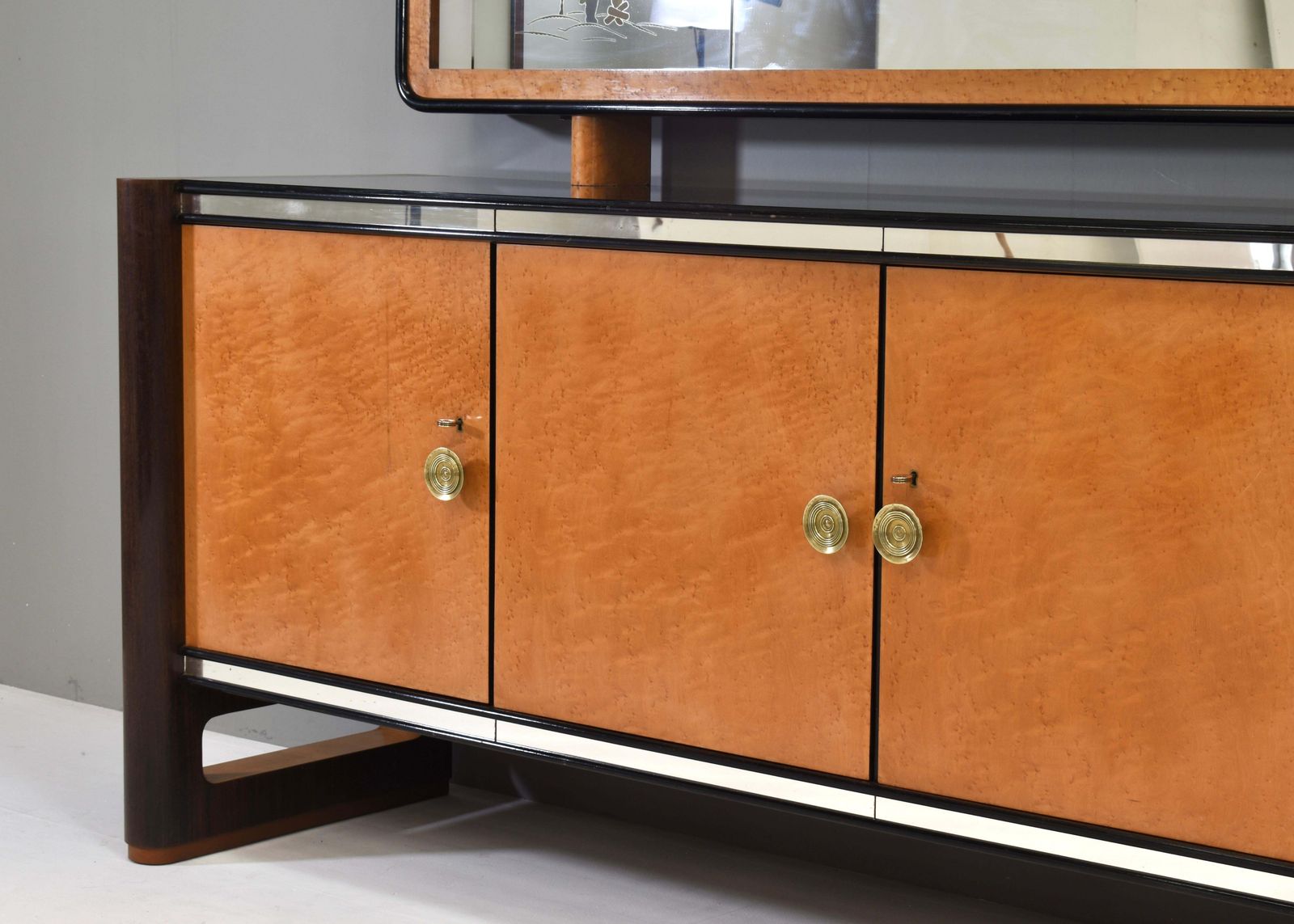 photo buy 'Four Seasons' Sideboard With Illuminated Mirror In The Style Of Borsani   1930s