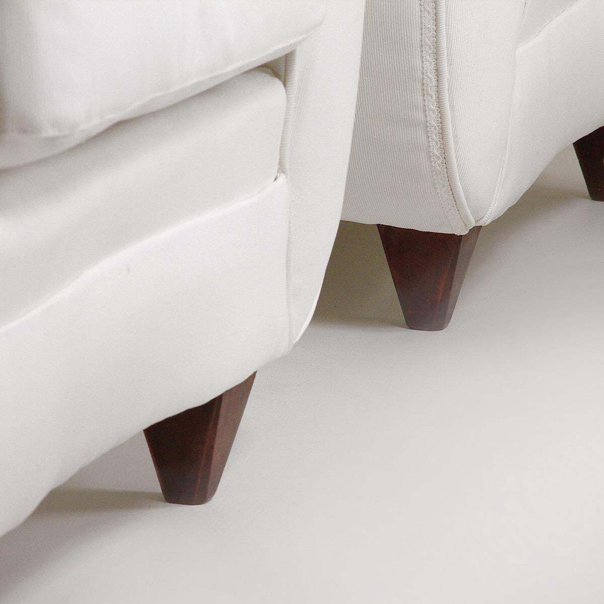 3761.0 Pair Of Italian Armchairs With Poufs In White Fabric – Italy, Circa 1940s photo