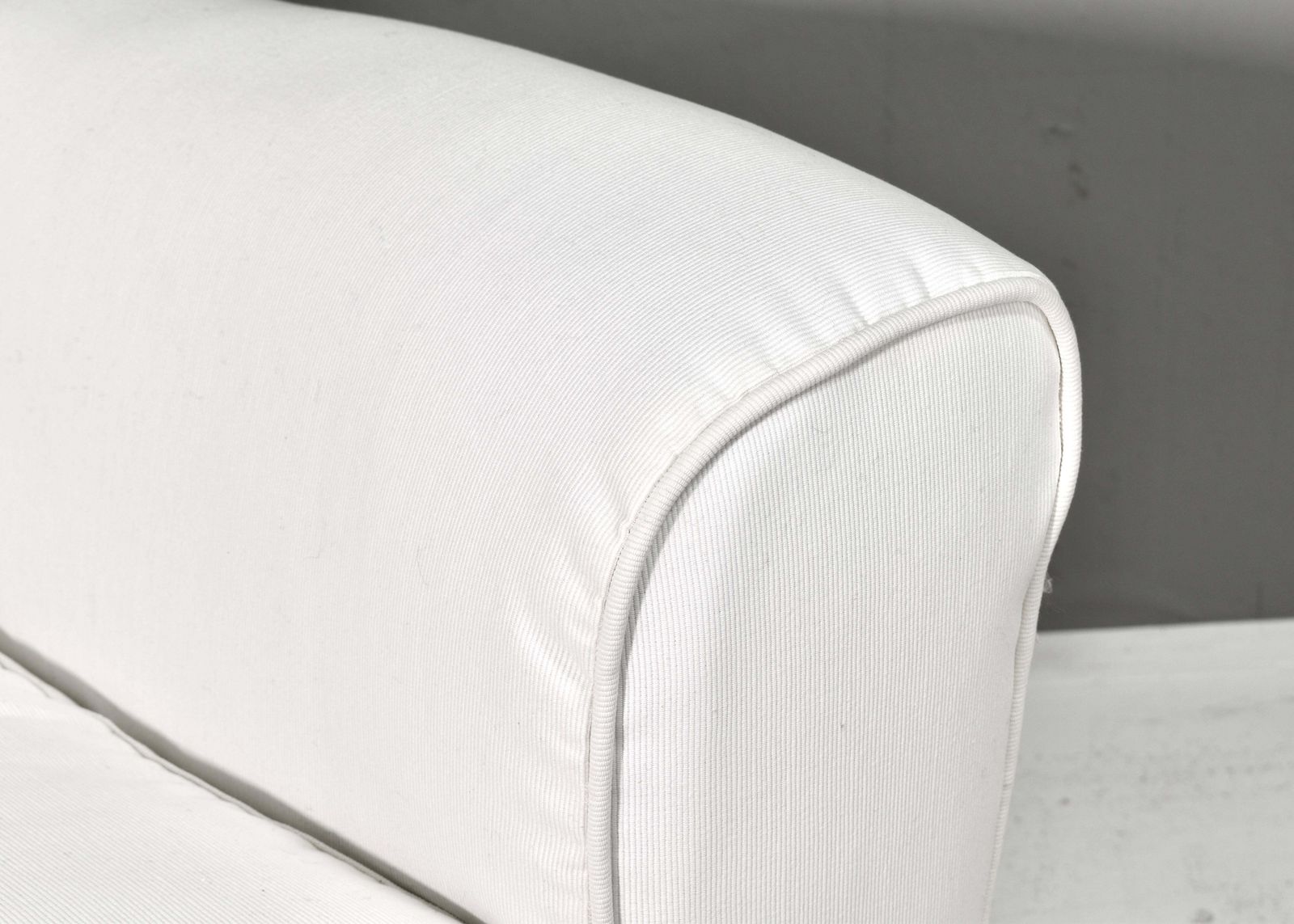 photo buy Pair Of Italian Armchairs With Poufs In White Fabric – Italy, Circa 1940s