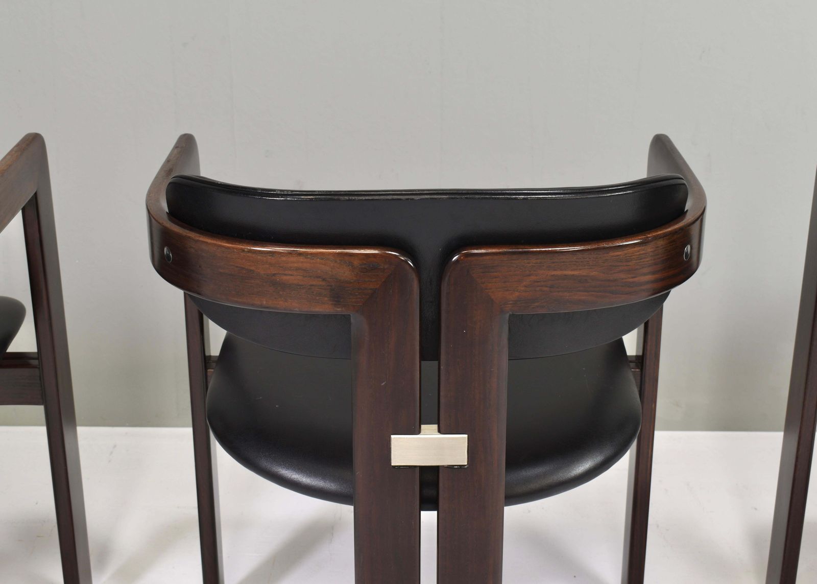 Pamplona Chairs By Augusto Savini In Black Leather   Italy, 1965, Set Of 3 photo vintage