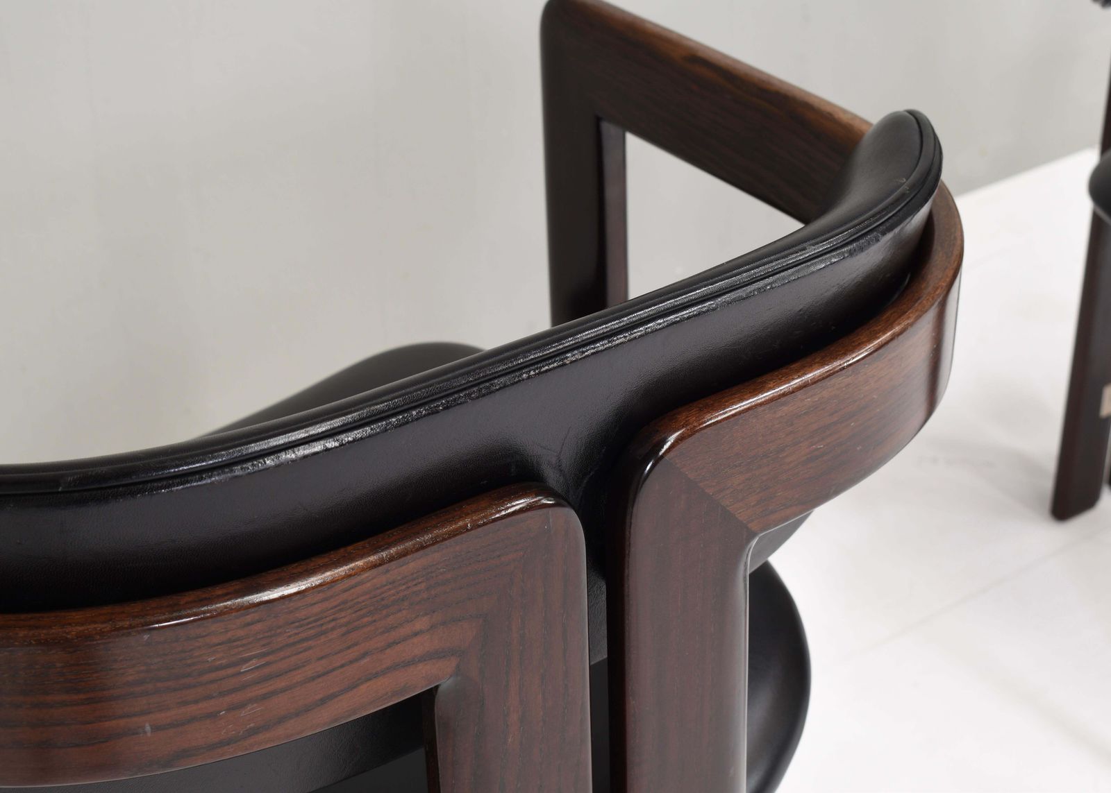 11850.0 Pamplona Chairs By Augusto Savini In Black Leather   Italy, 1965, Set Of 3 photo