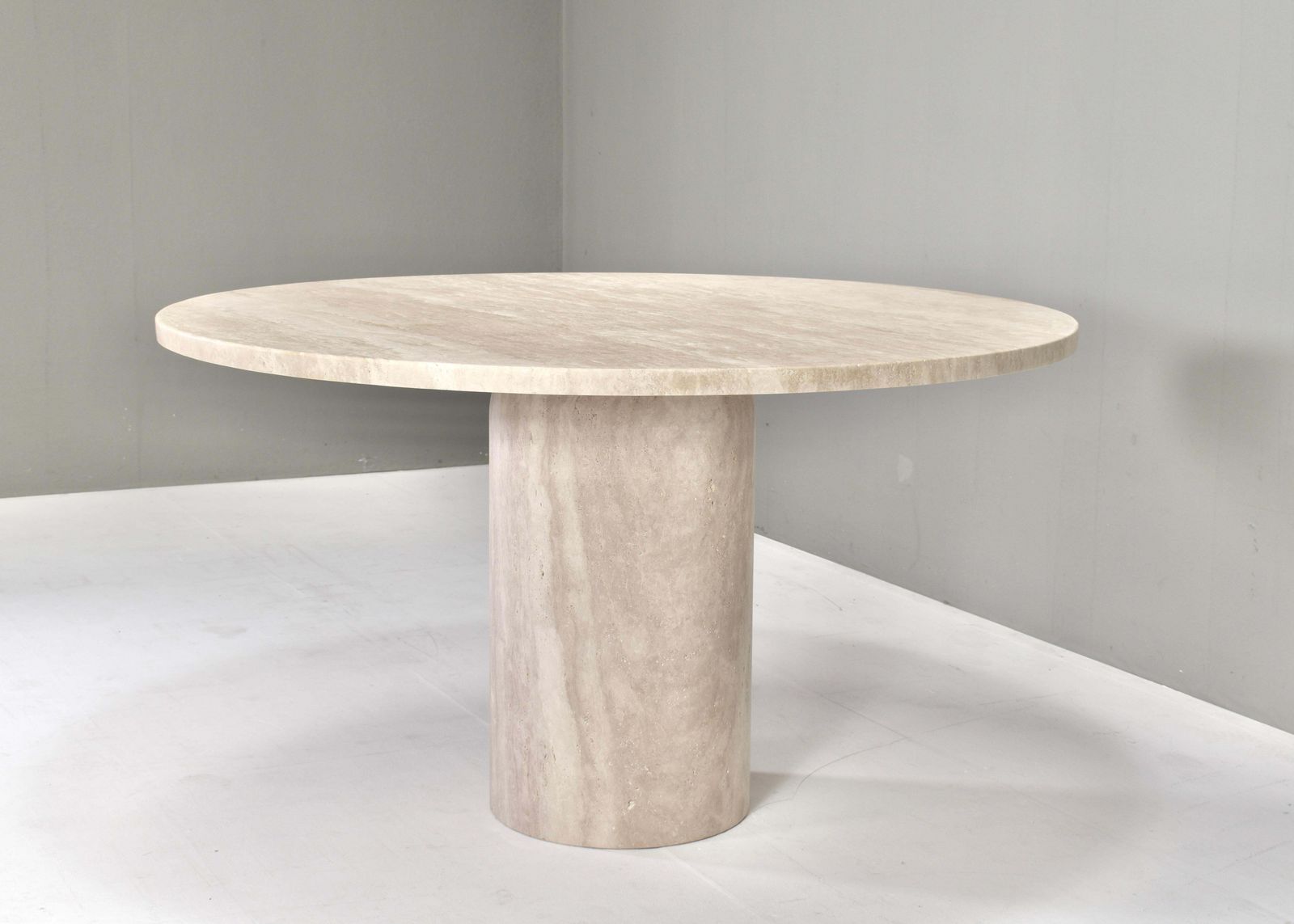 Exquisite Round Travertine Dining Table In The Manor Of Up& Up photo Furniture