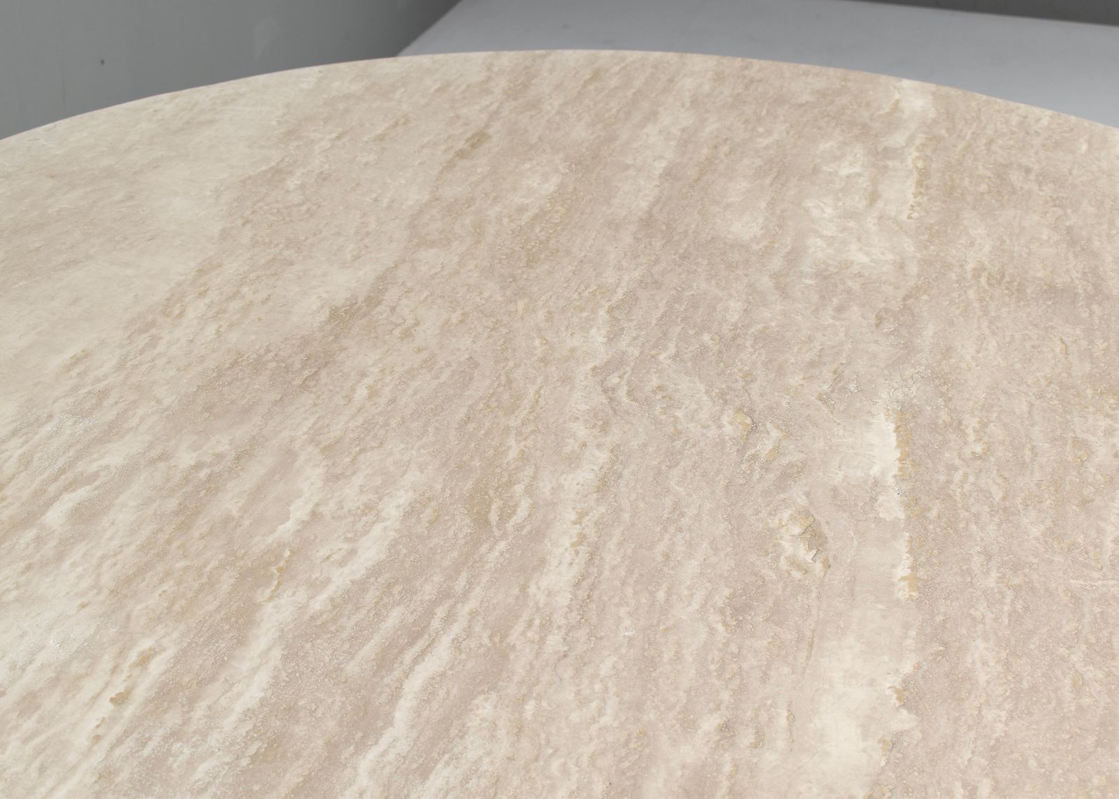 photo for sale Exquisite Round Travertine Dining Table In The Manor Of Up& Up