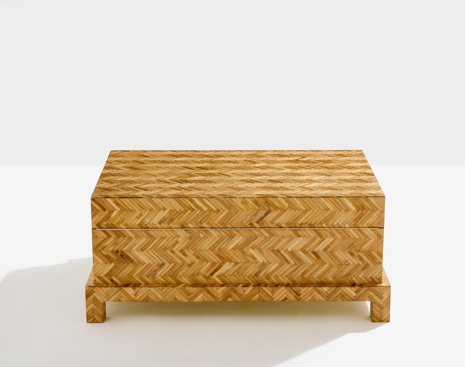 Galerie Maison & Jardin Bamboo Marquetry Brass Trunk 1970 photo buy