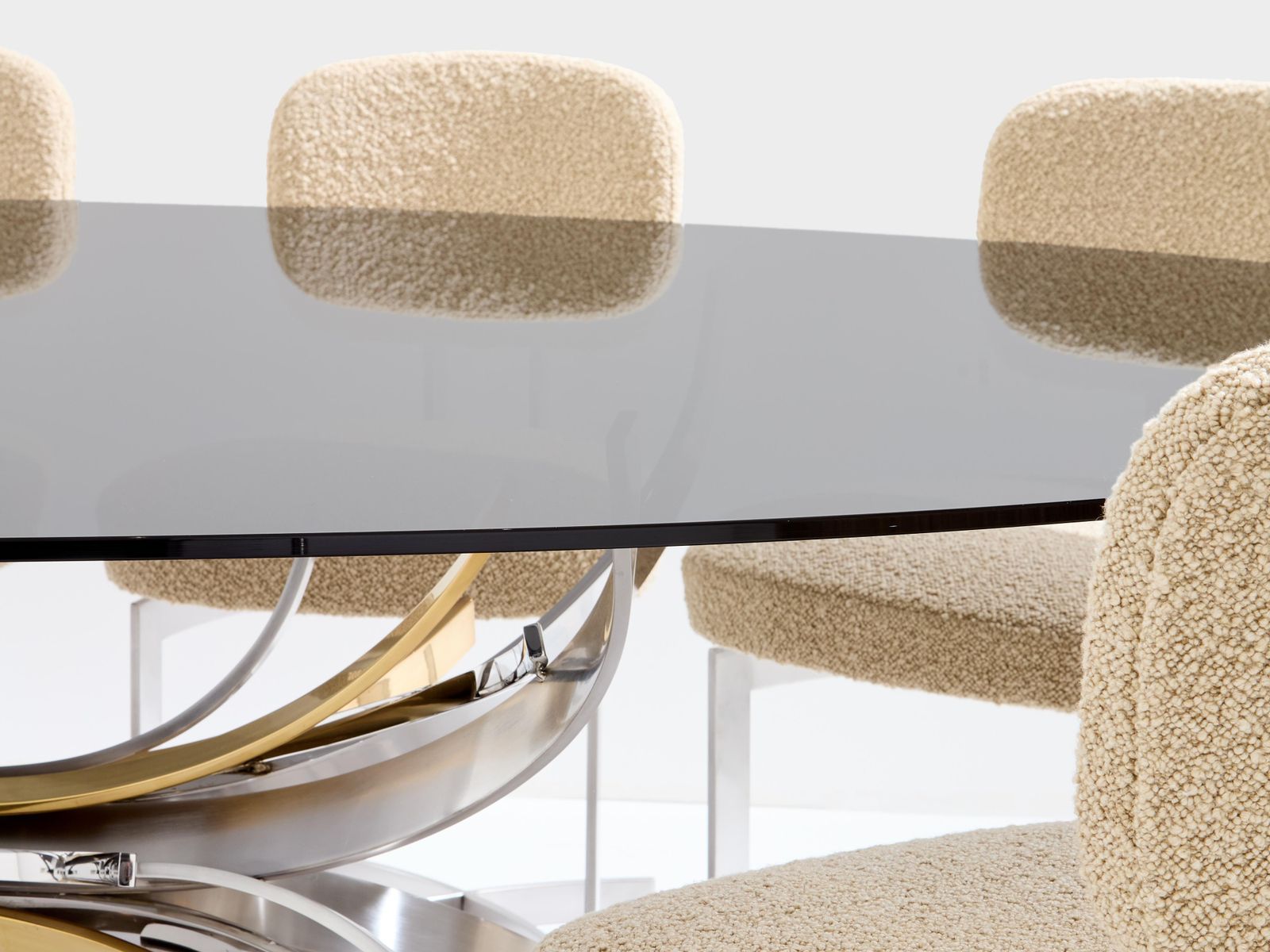 Maria Pergay Polished Steel And Brass Dining Table Gerbe 1970 photo vinterior