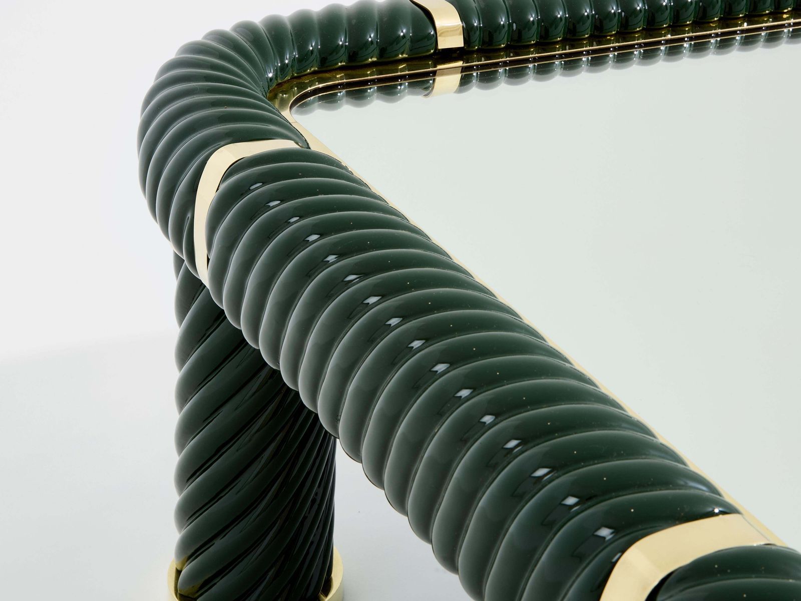 Tommaso Barbi Olive Green Ceramic And Brass Coffee Table 1970s photo 18267.0