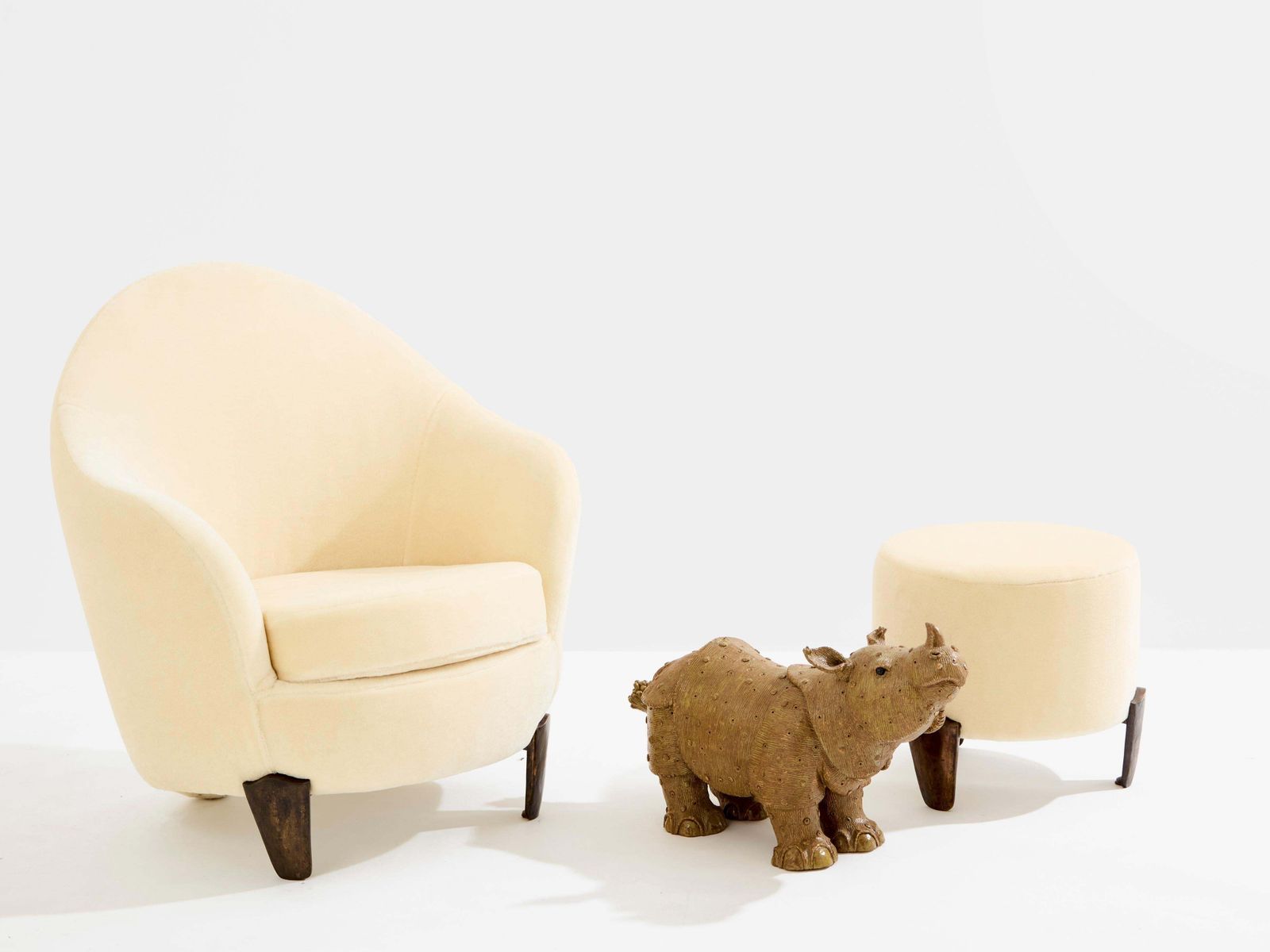 Art Valérie Courtet Rhinoceros Sculpture Glazed Stoneware Circa 2010 photo