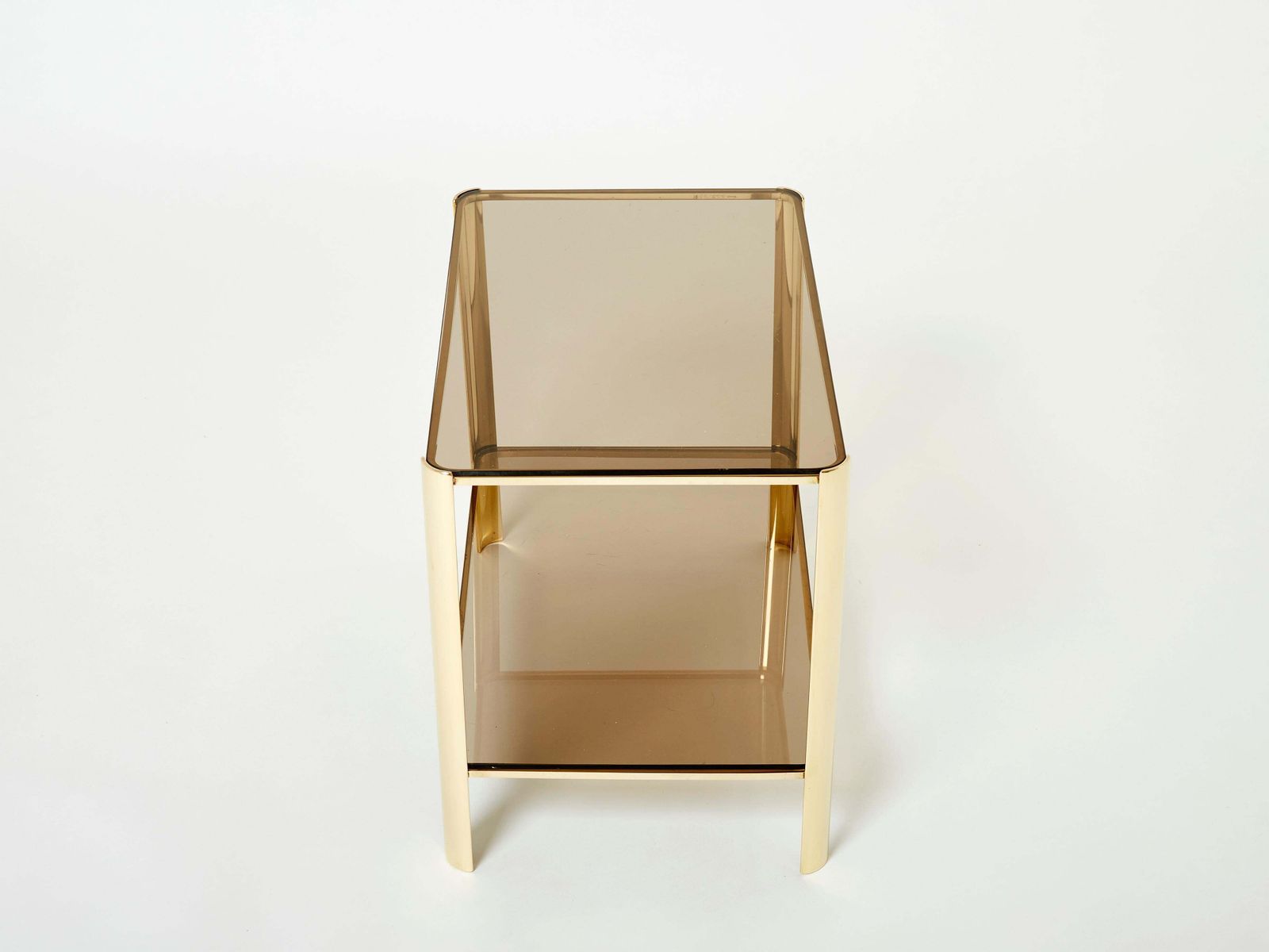 Table d'appoint à deux plateaux en bronze par Jacques Quinet pour Broncz, années 1960 photo for sale
