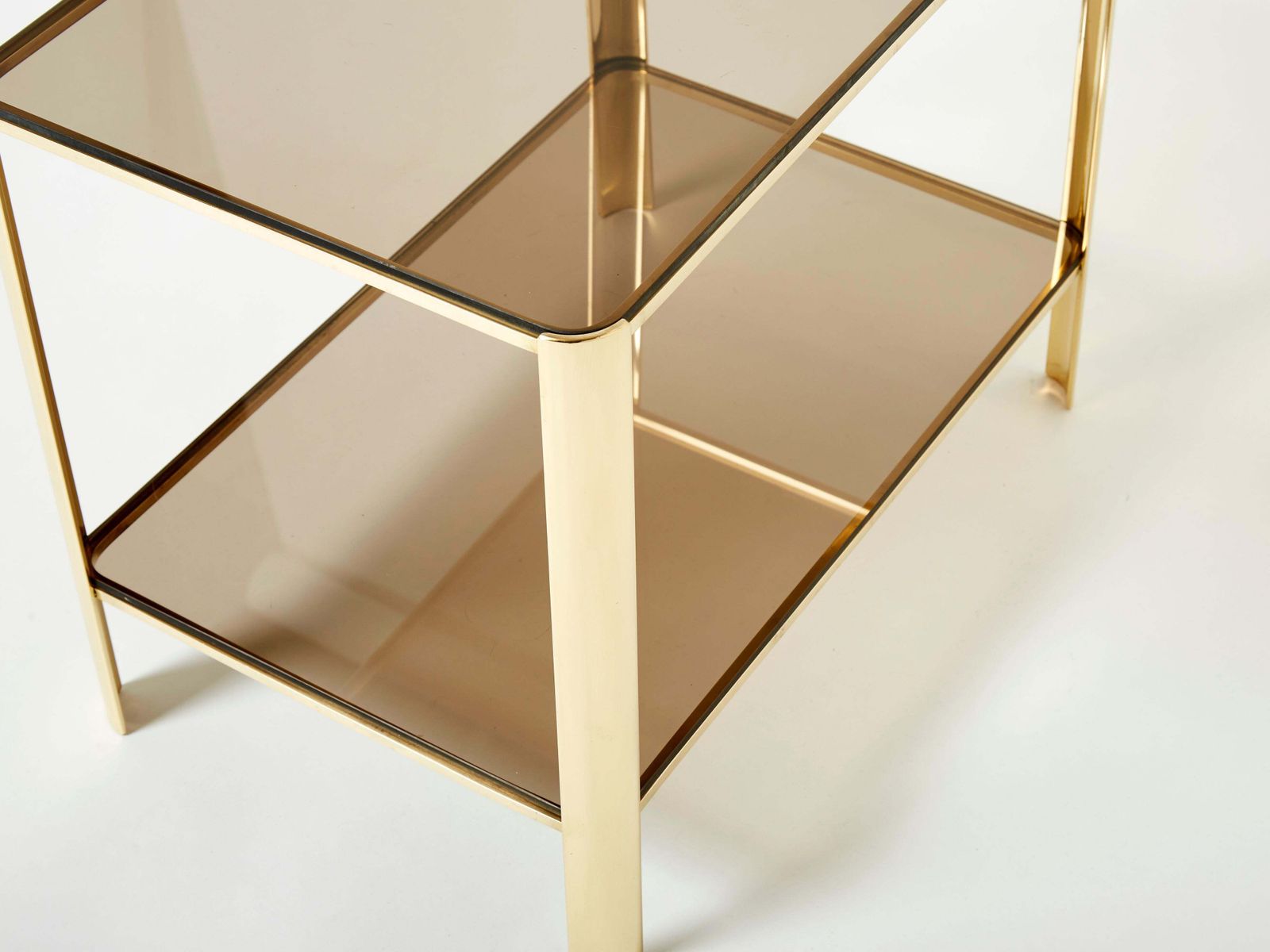 Table d'appoint à deux plateaux en bronze par Jacques Quinet pour Broncz, années 1960 photo Mobilier