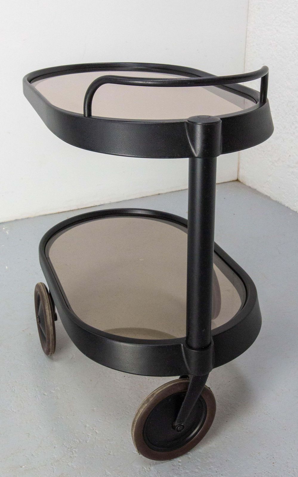 Italian Smoked Glass & Metal Serving Trolley By Enzo Mari For Alessi, Circa 1980 photo 2302.0