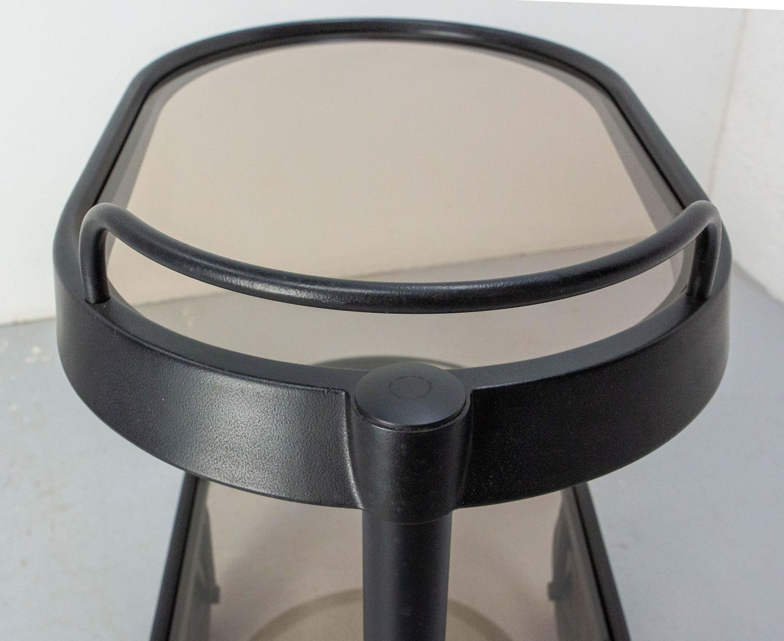 photo for sale Italian Smoked Glass & Metal Serving Trolley By Enzo Mari For Alessi, Circa 1980