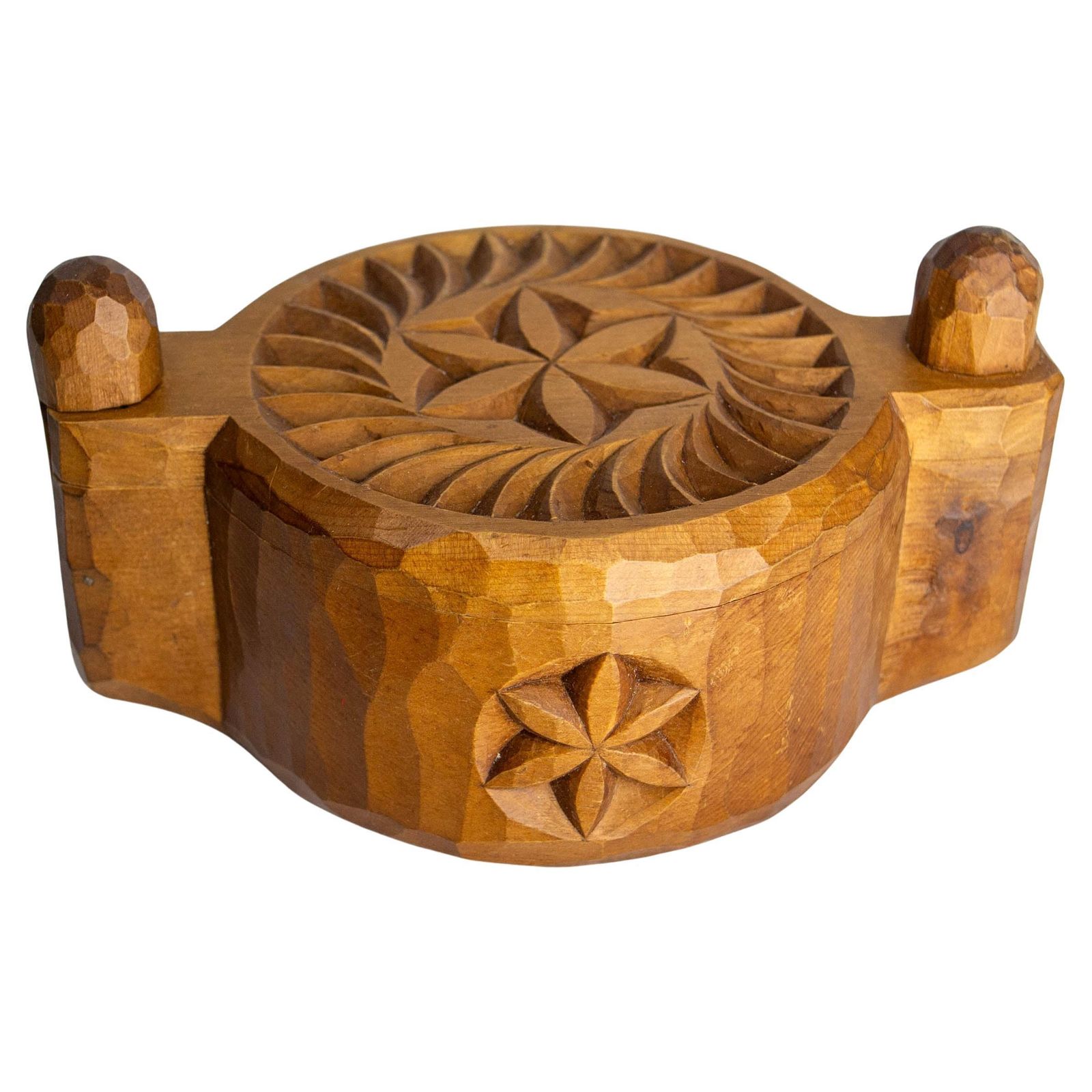 French Salt Box Hand Carved In Cembro Pine Brutalist Style, Circa 1950