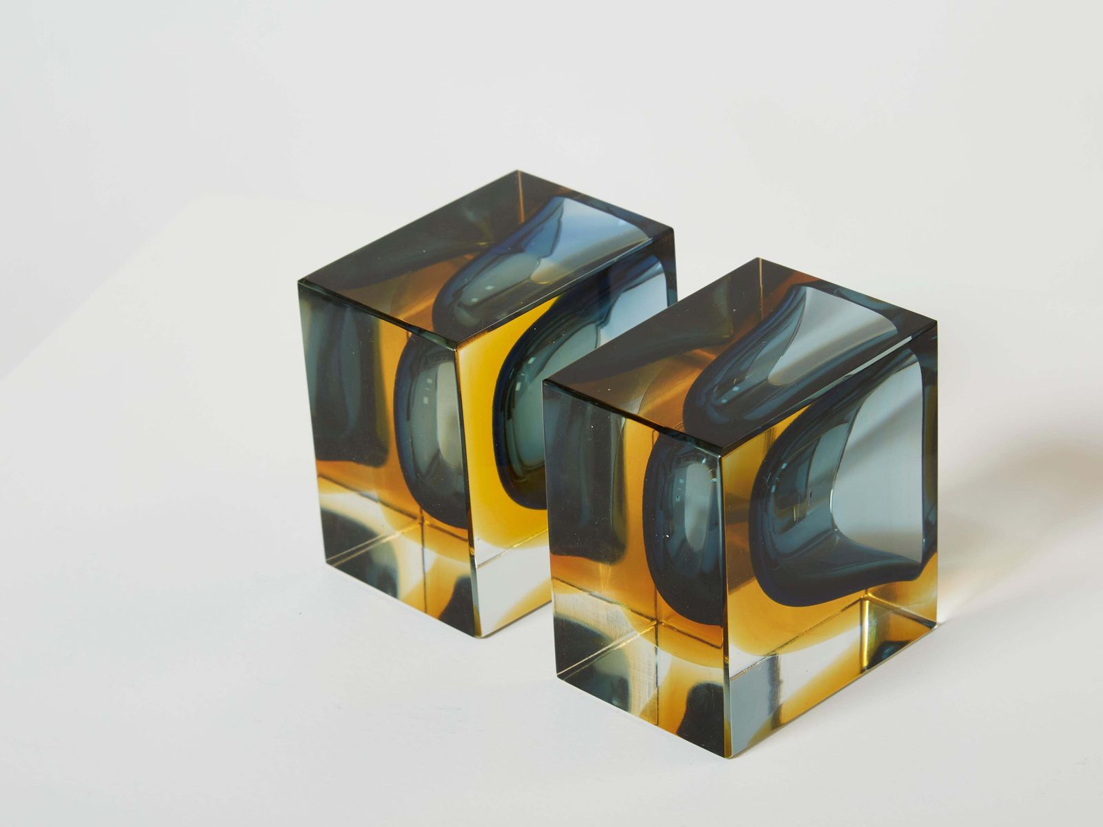 Flavio Poli Pair Of Faceted Small Bowls Murano Glass For Seguso 1960 photo buy