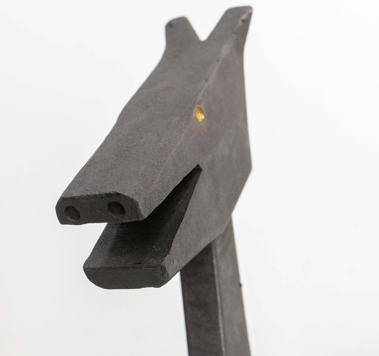 Home Fixtures Pair Fireplace Andirons Wrought Iron Firedogs Mythical Creatures, France, C 1960 photo