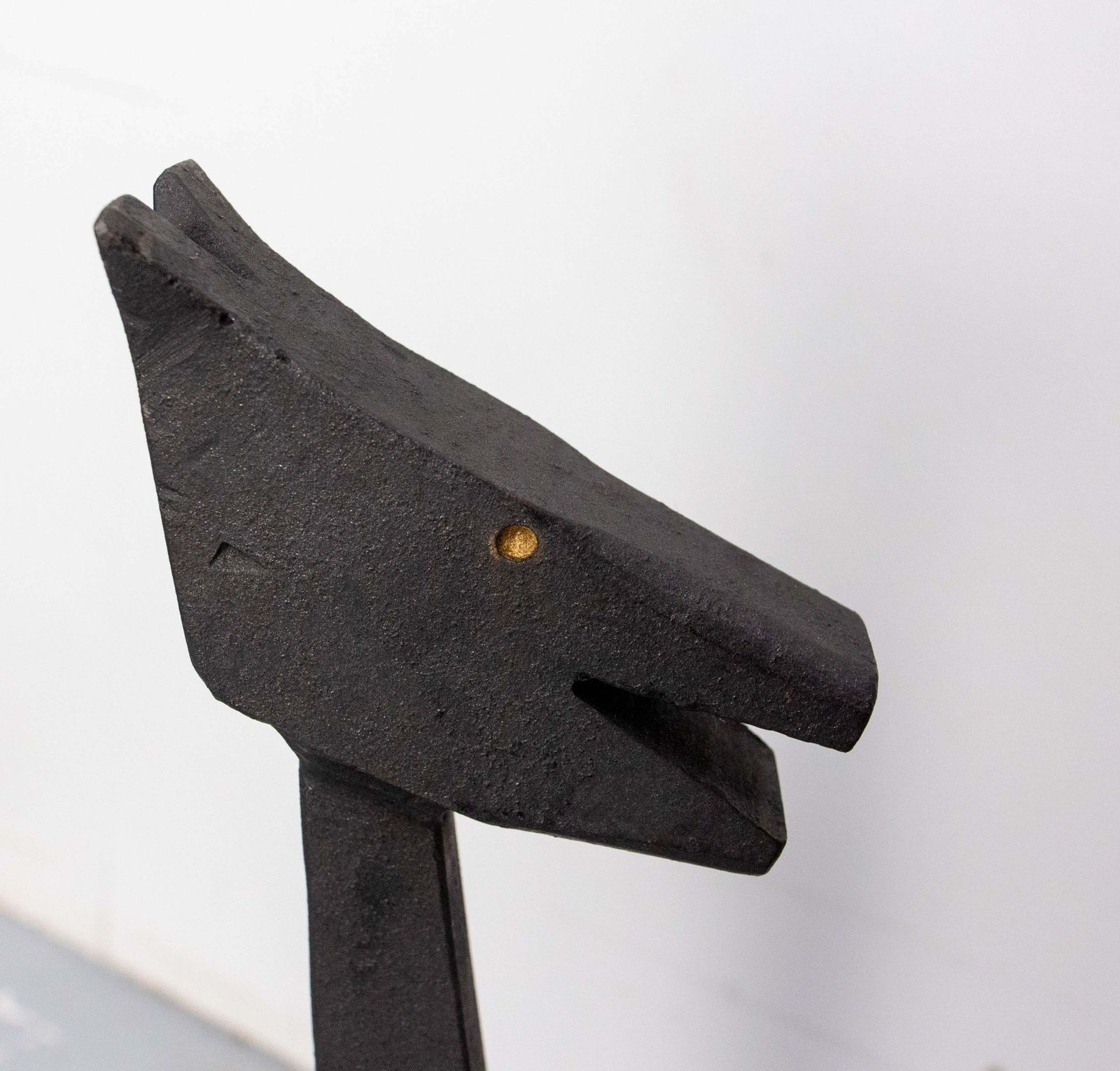 1343.0 Pair Fireplace Andirons Wrought Iron Firedogs Mythical Creatures, France, C 1960 photo