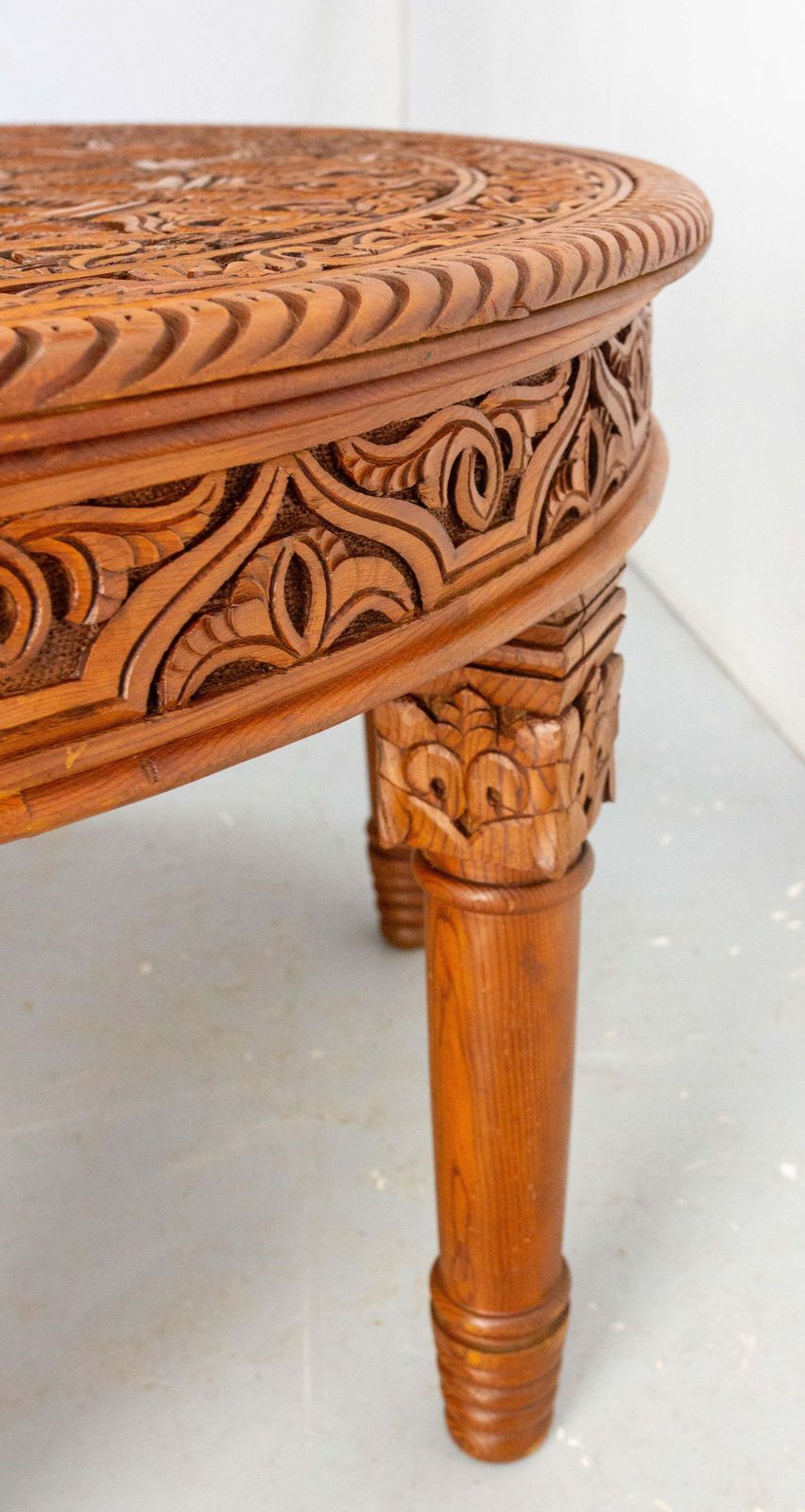 photo for sale Moroccan Central Or Coffee Atlas Cedar Table Hand Carved 20th Mid Century