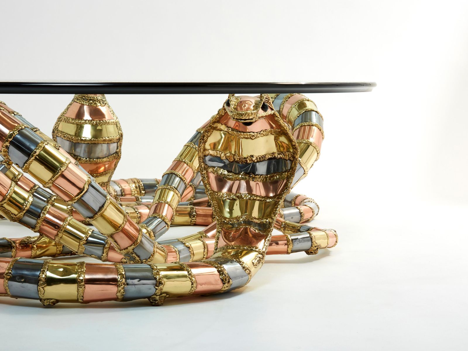 photo furniture Signed Isabelle Faure Cobra Sculpture Xl Coffee Table, 1970s