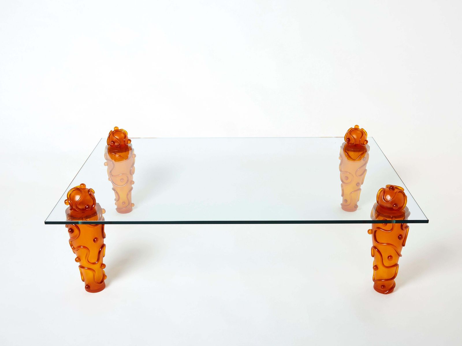 photo for sale Grande table basse en résine et verre signée, par Garouste & Bonetti, années 1990