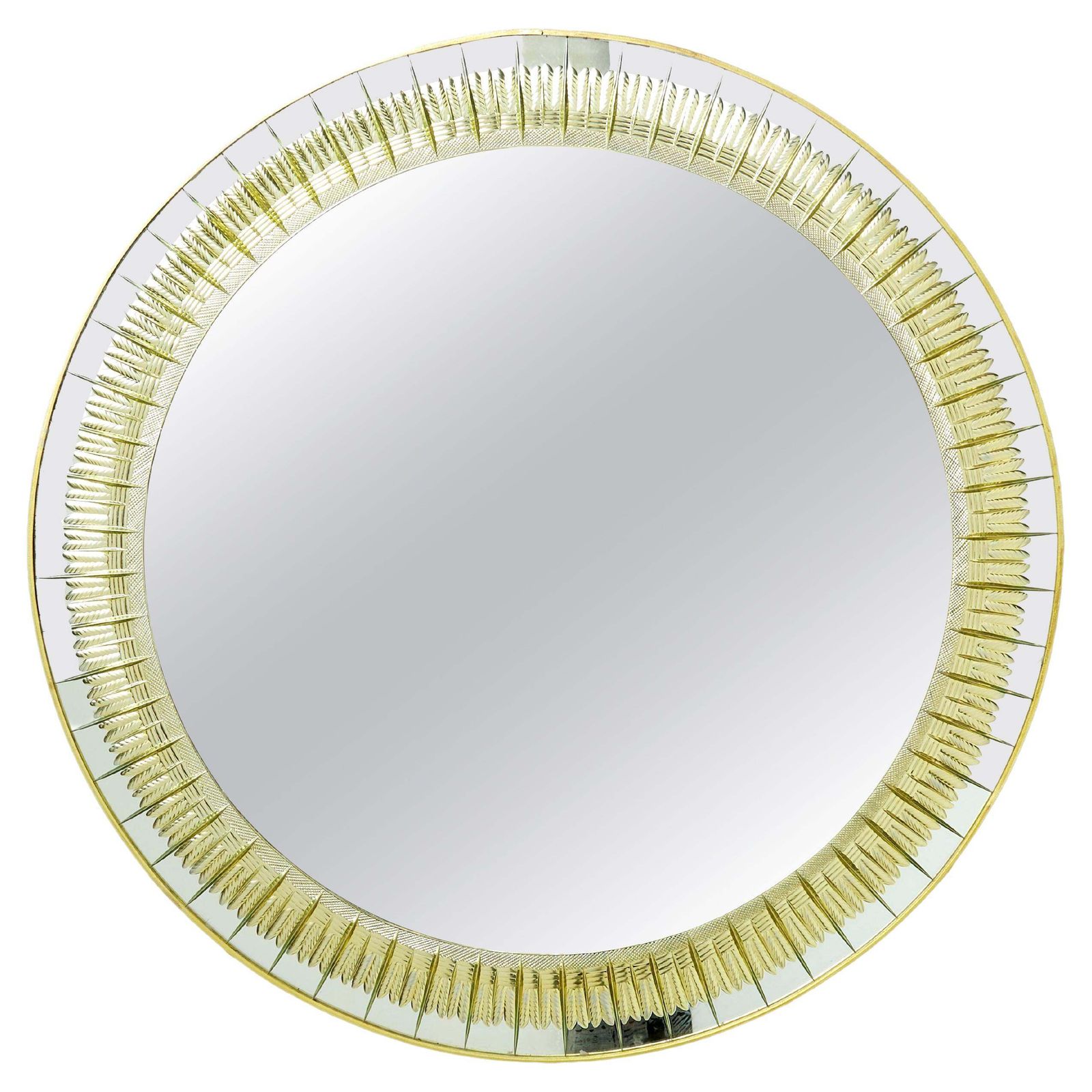 Italian Brass Golden Cristal Mirror By Cristal Arte, 1960s