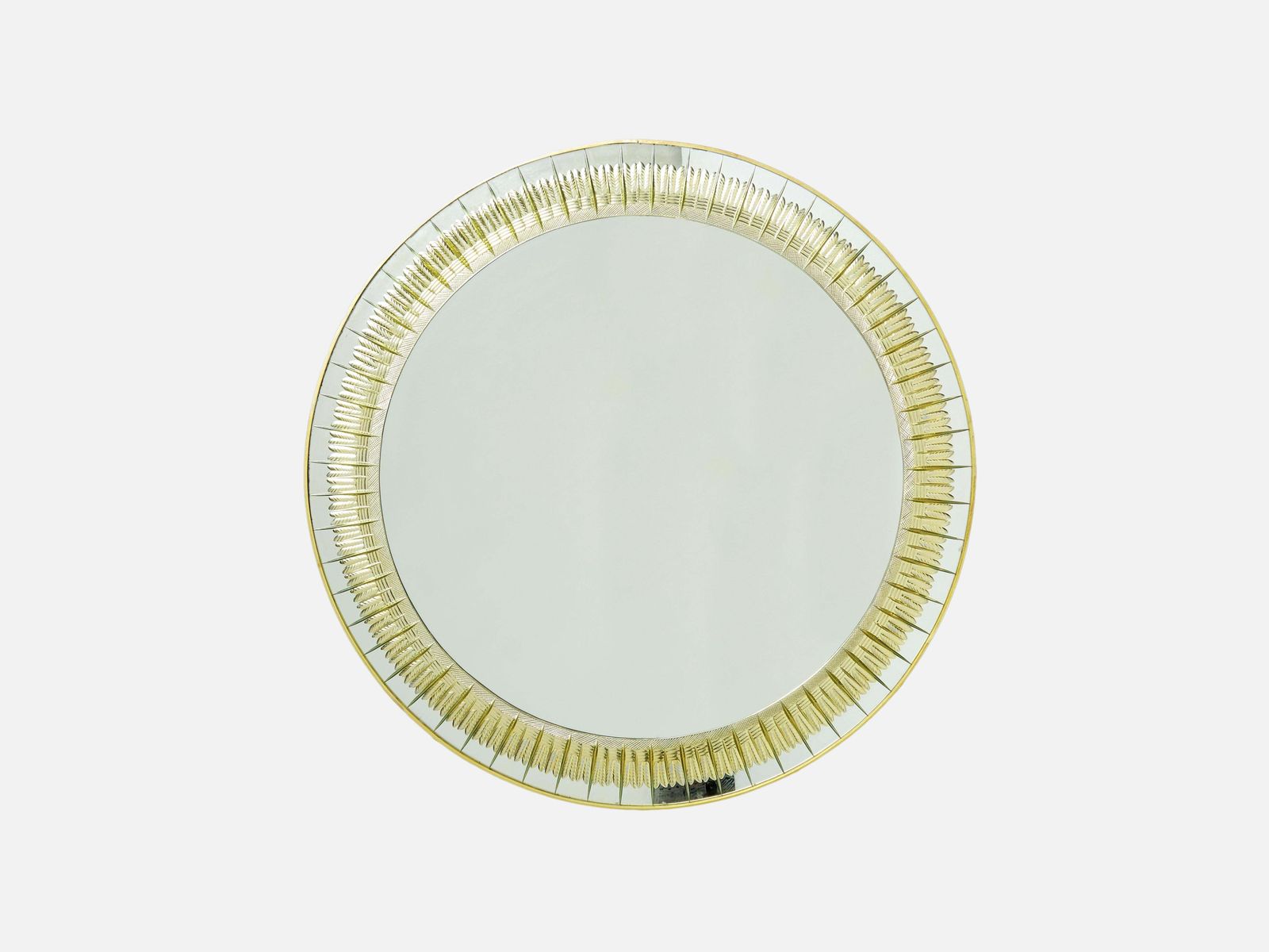 Miroir en cristal doré et laiton Cristal Arte, années 1960 photo vintage