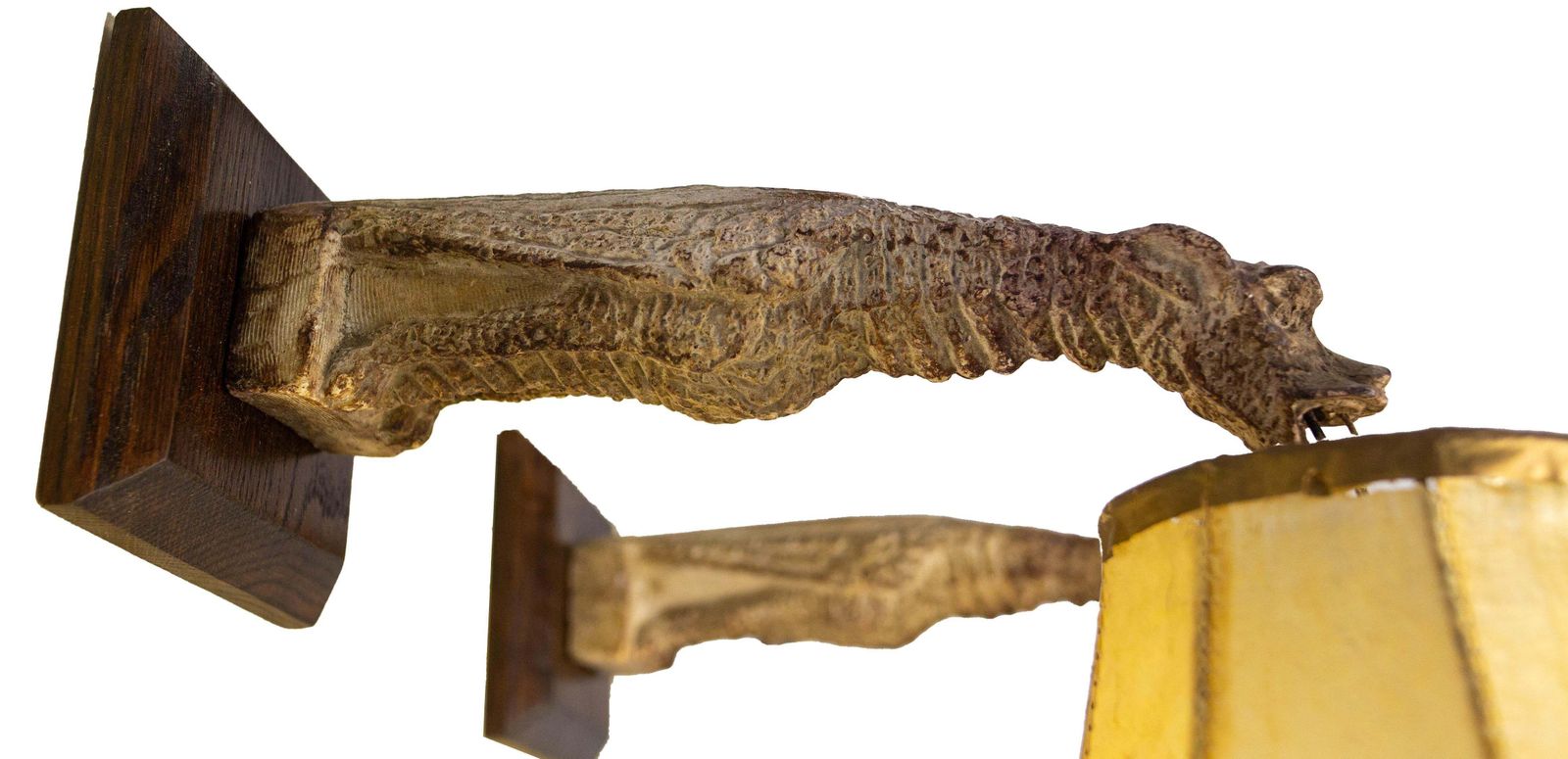 French Stuc Pair Of Winged Gargoyle Sconces Circa 1890 photo Art