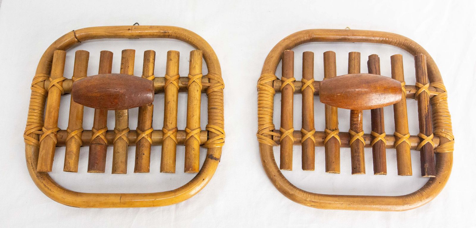 Pair Of Olaf Von Bohr Wall Hooks Rattan Circa 1960 photo furniture