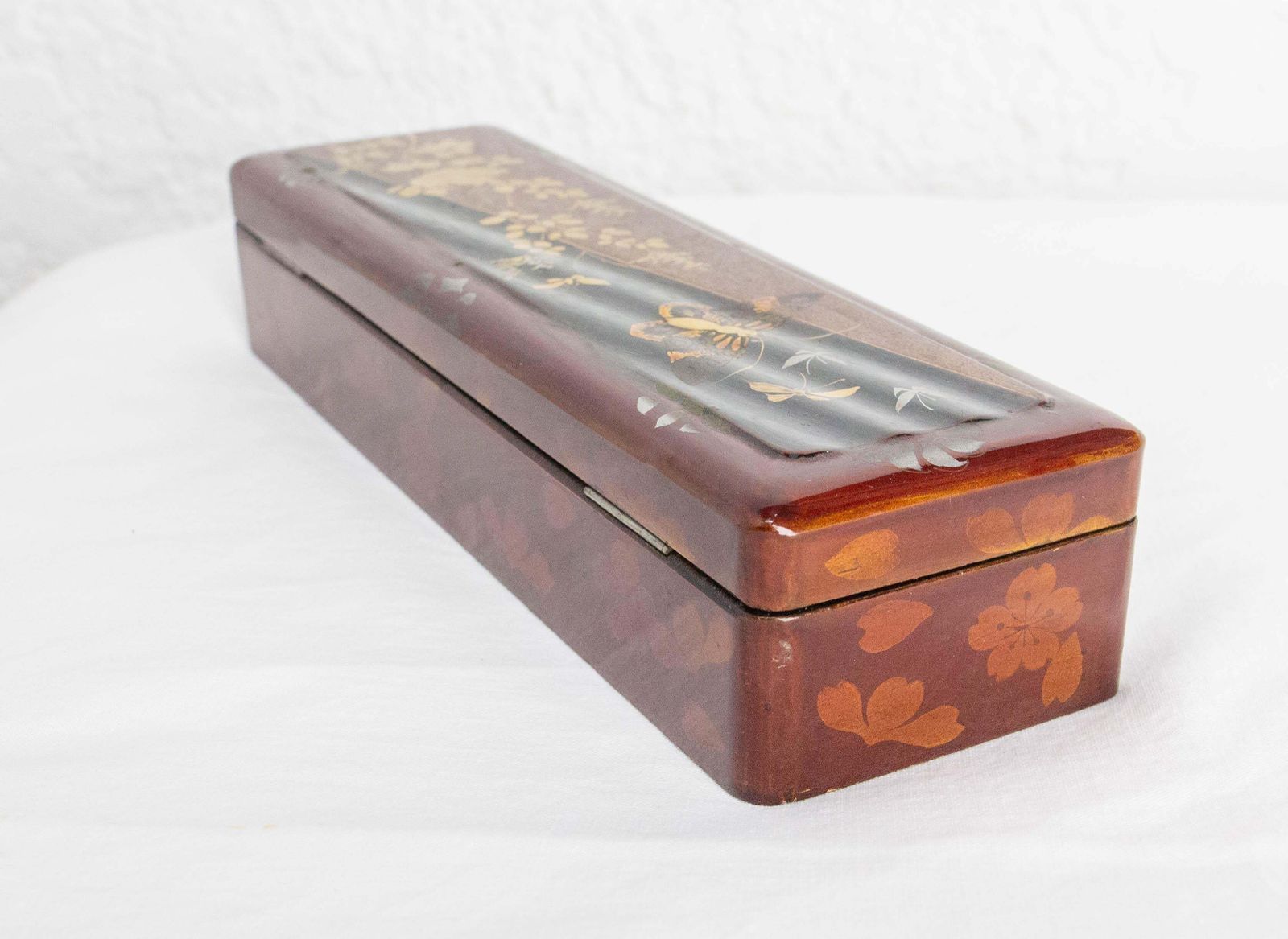 Chinese Style Lacquered Brush Or Pencil Box Painted Butterfly, Circa 1940 photo 173.0