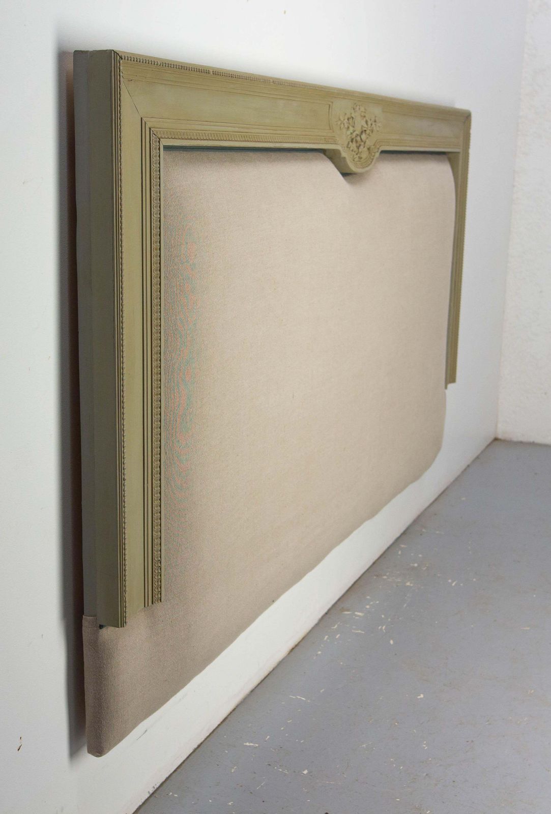 French Louis XVI Style Linen Head Board Made From A  Early 20th Century Wood Bed photo 1595.0