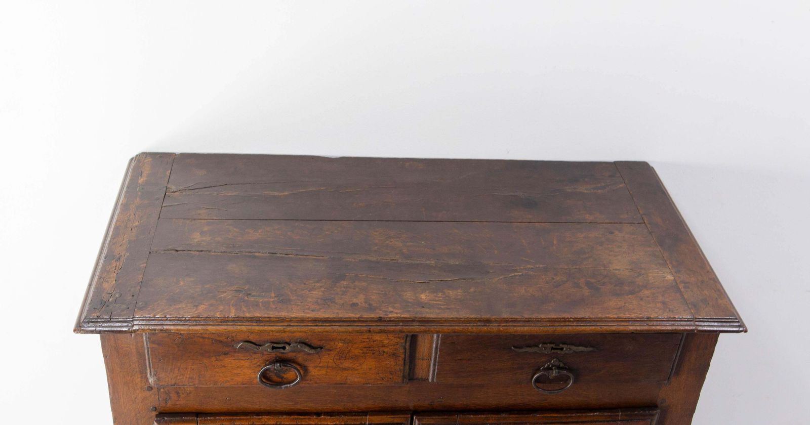 French Antique Oak & Wrought Iron Buffet Country Style 18th Century photo vinterior