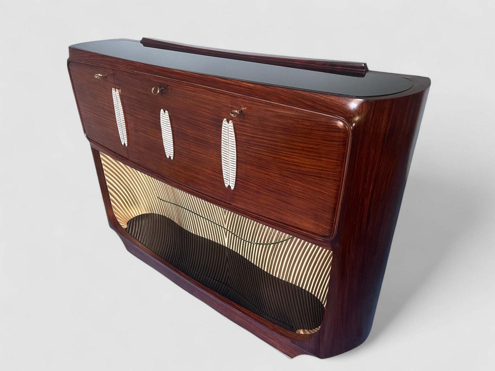 Italian Mid Century Teak Sideboard Or Bar Cabinet Designed Vittorio Dassi, 1950s