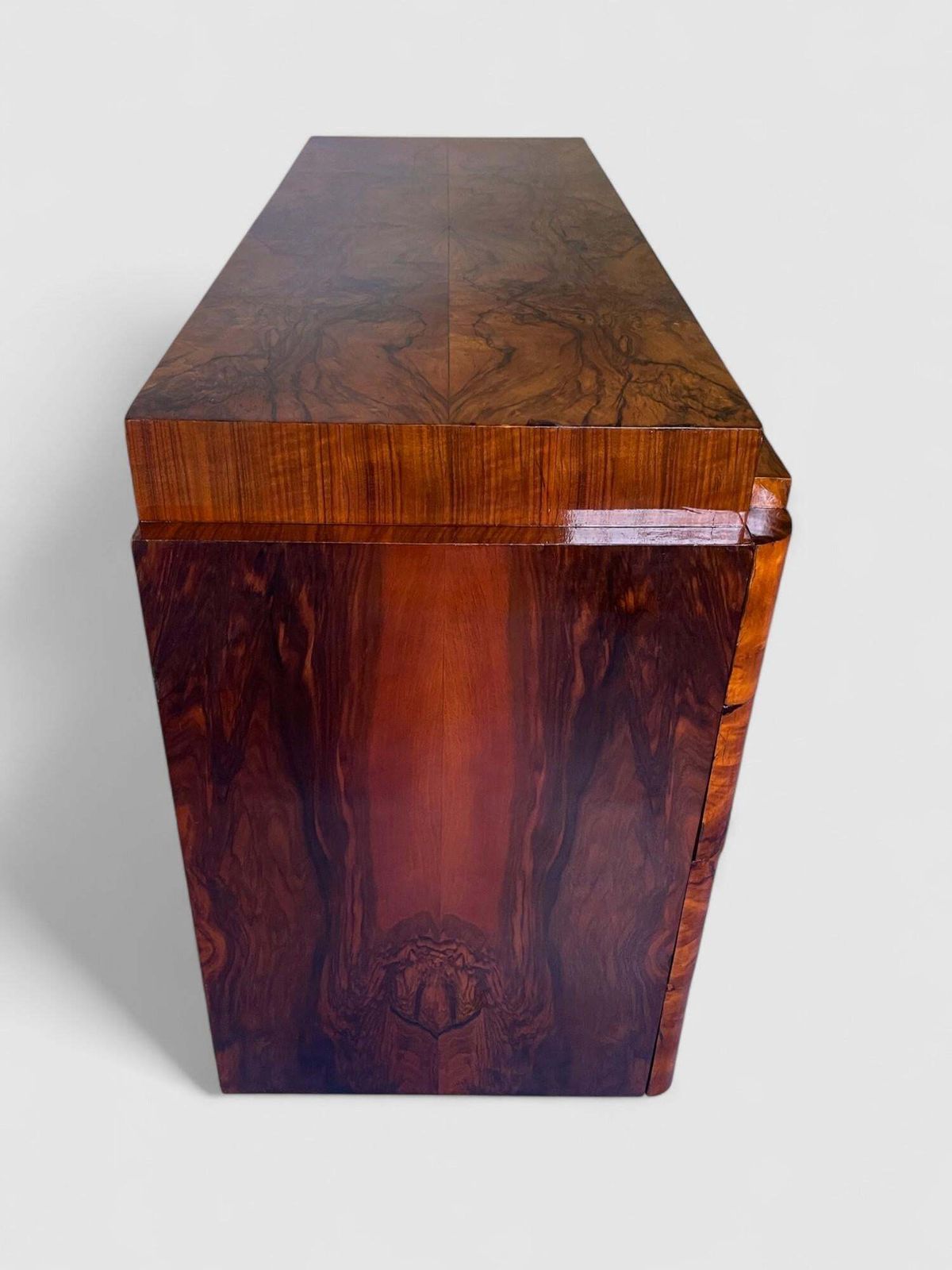 photo furniture Italian Art Deco' Sideboard Or Chest Of Drawers In Walnut, Italy 1930s