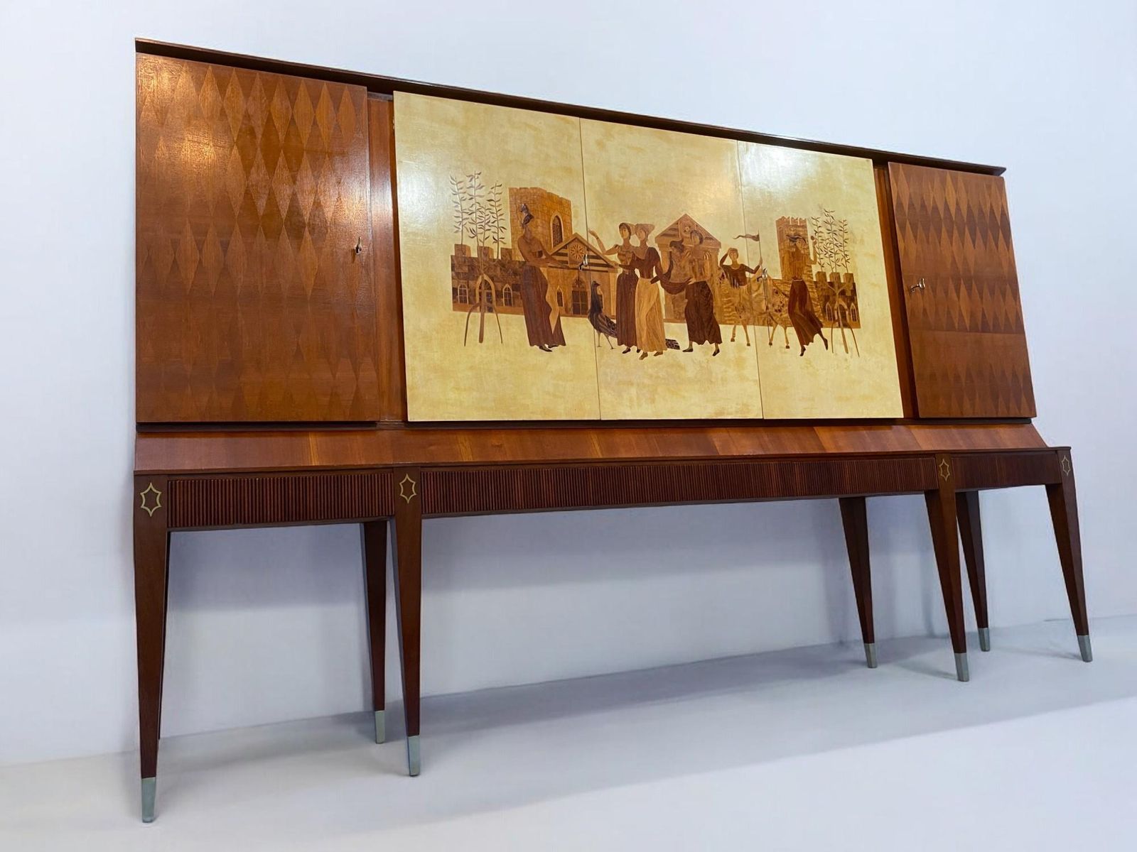 Credenza Italiana In Pergamena Intarsiata Disegnata Da Paolo Buffa Nel 1950 photo Furniture