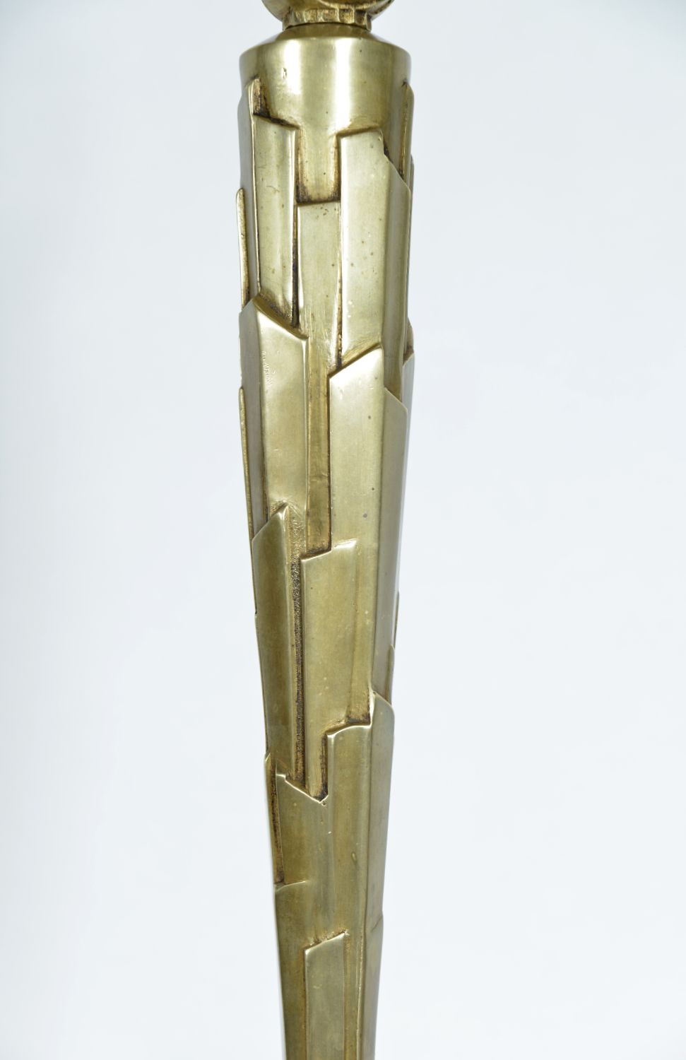 Lighting 1930s French Art Deco Brass Glass Chandelier Hettier & Vincent Freres Hanots photo