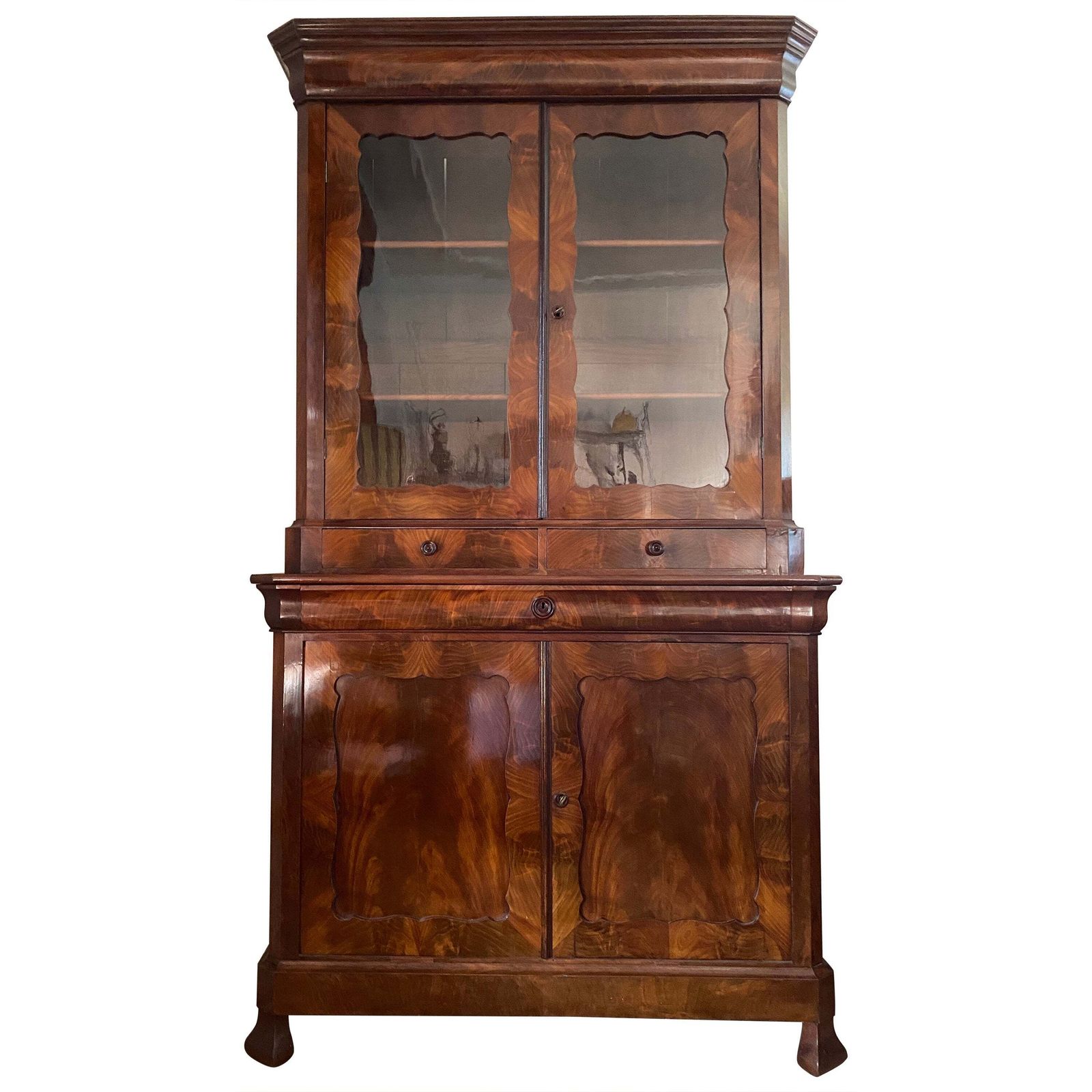 Antica Credenza Vetrina Biblioteca Francese Epoca Luigi Filippo 1860
