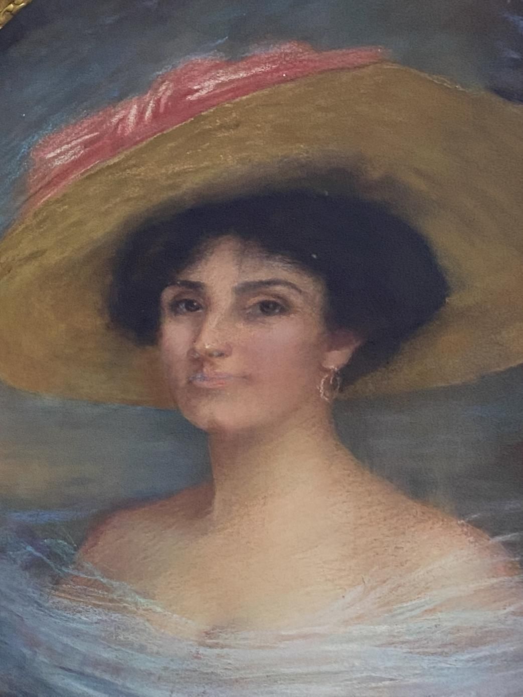Antico Dipinto Francese A Pastello "Ritratto Di Donna", Firmato , Datato 1915 photo buy