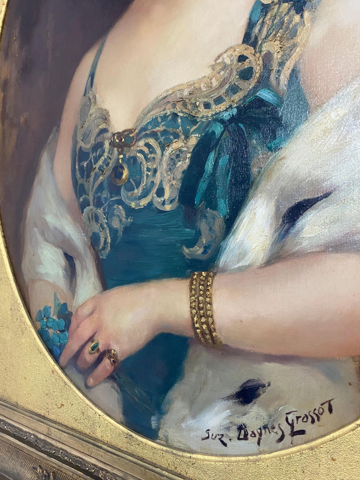 Dipinto A Olio "Ritratto Di Donna" Firmato Suzanne Daynes Grassot, Francia 1920 photo furniture