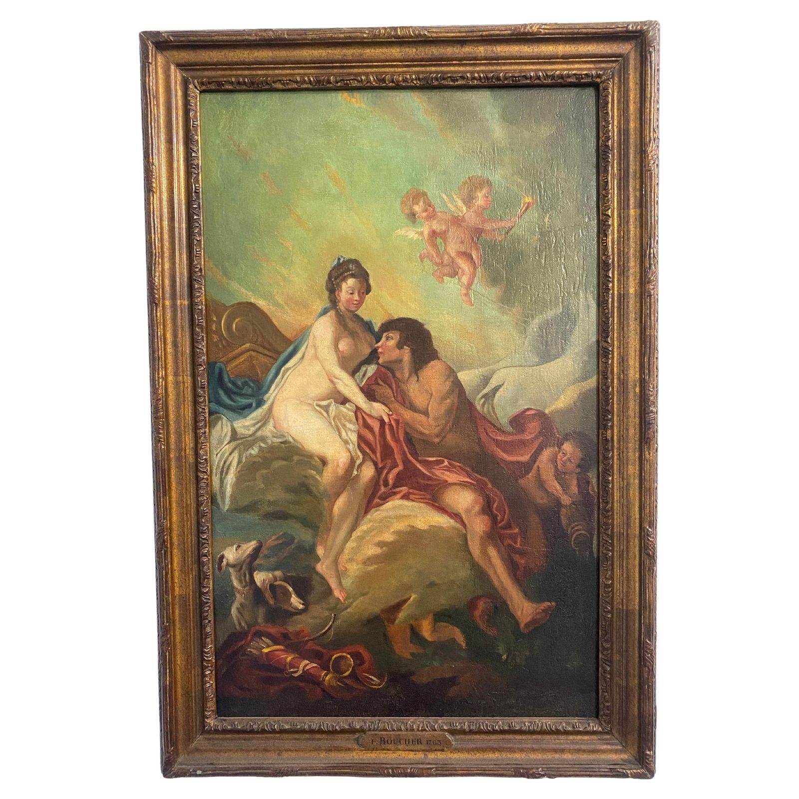 Antico Dipinto A Olio Francese Del Secolo XVII "Nello Stile Di Francois Boucher