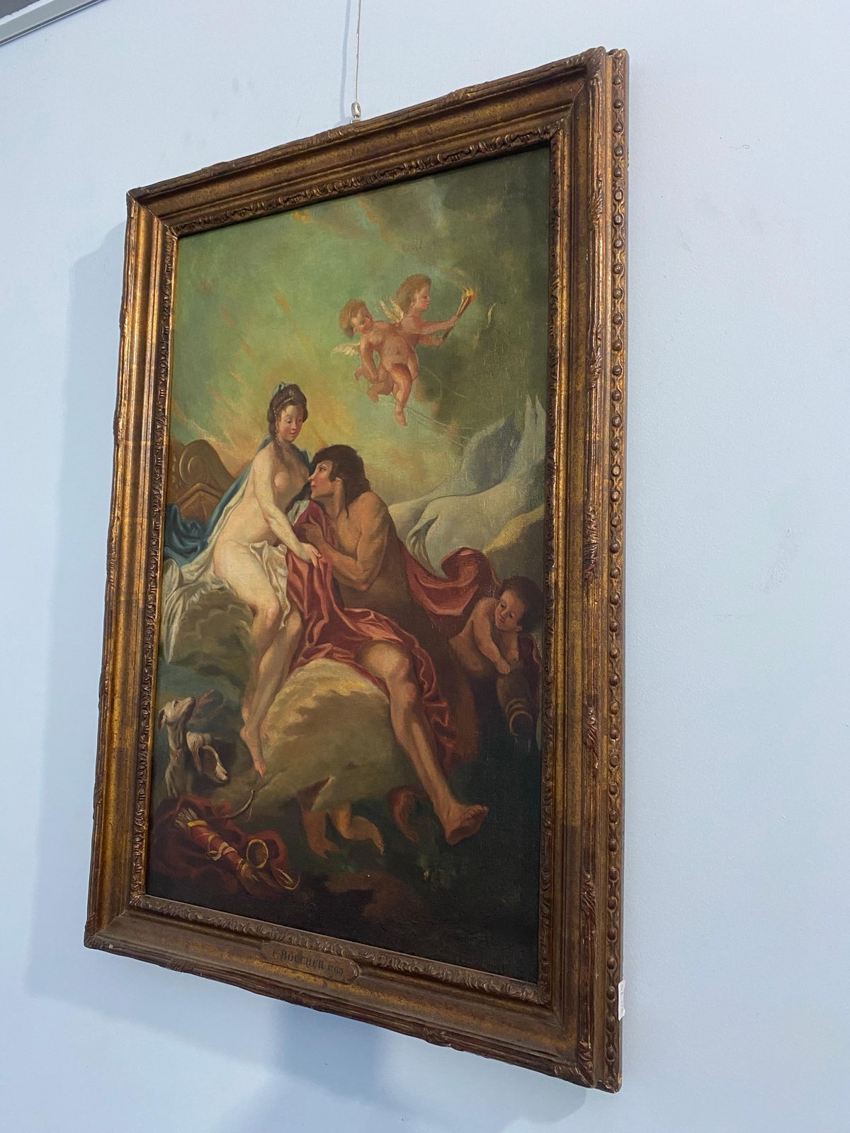 Antico Dipinto A Olio Francese Del Secolo XVII "Nello Stile Di Francois Boucher photo vinterior
