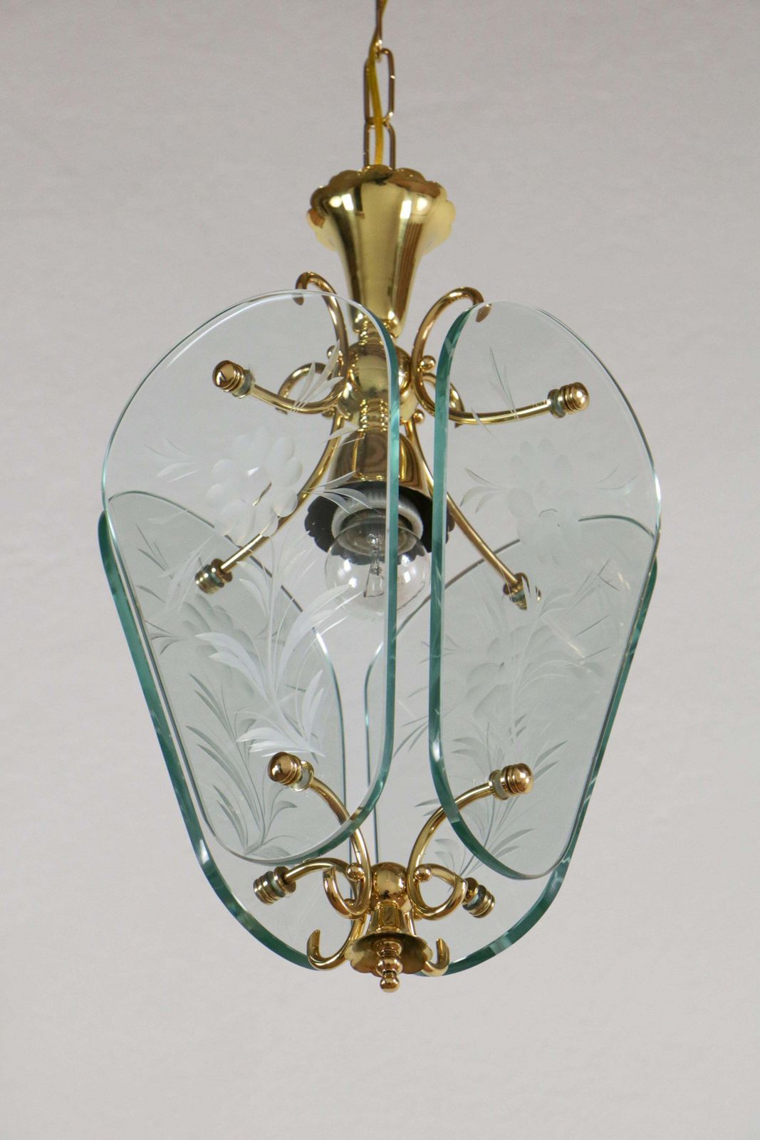 Italian Mid Century Lantern Or Pendant Lamp Attributed To Luigi Brusotti, 1940s photo Lighting
