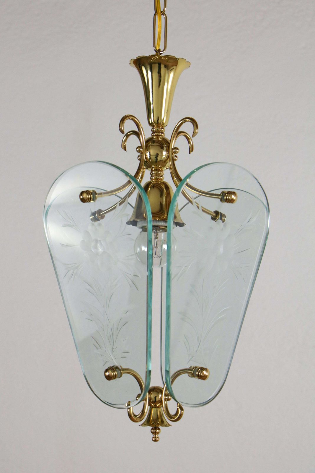 Italian Mid Century Lantern Or Pendant Lamp Attributed To Luigi Brusotti, 1940s photo vinterior