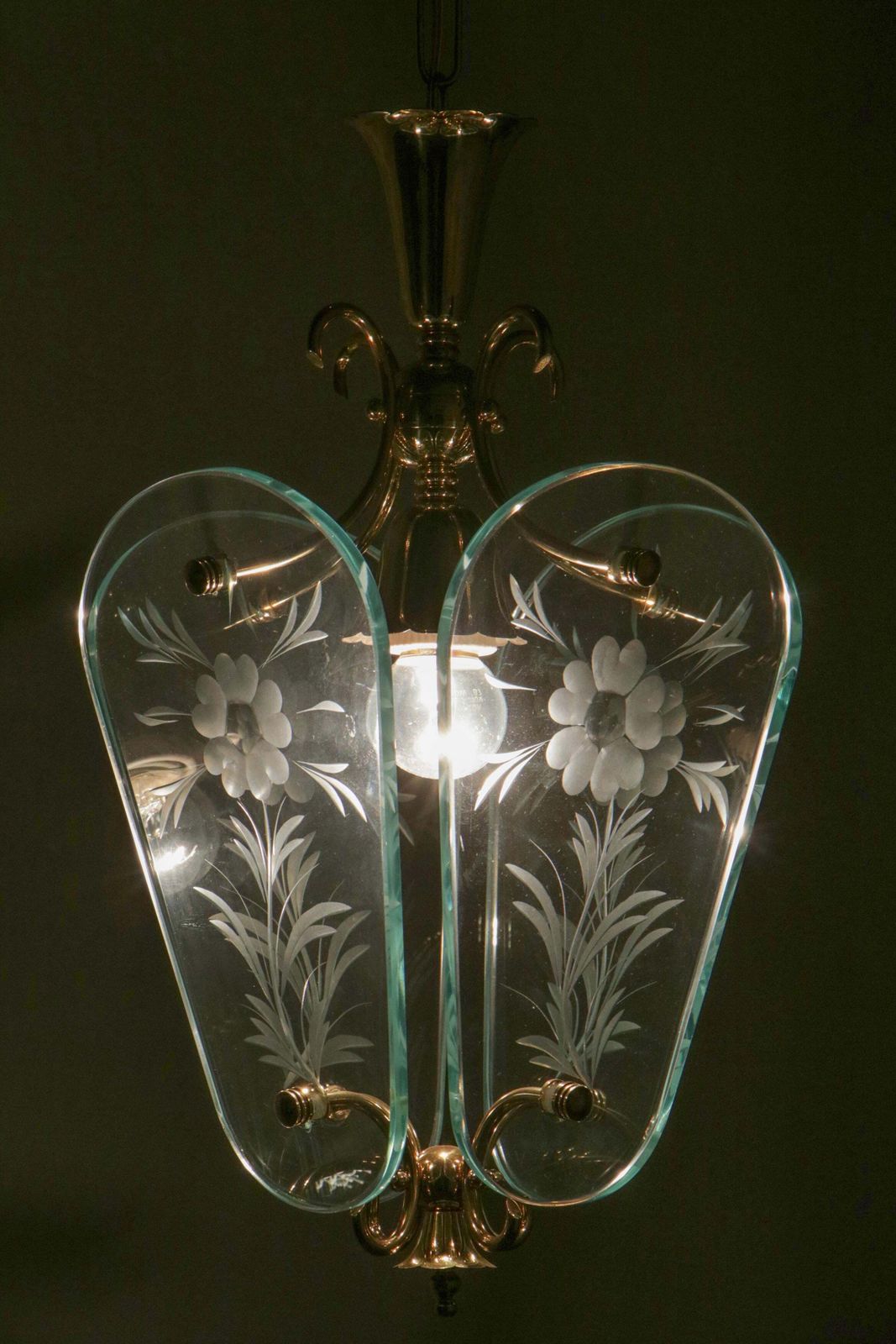 photo vinterior Italian Mid Century Lantern Or Pendant Lamp Attributed To Luigi Brusotti, 1940s