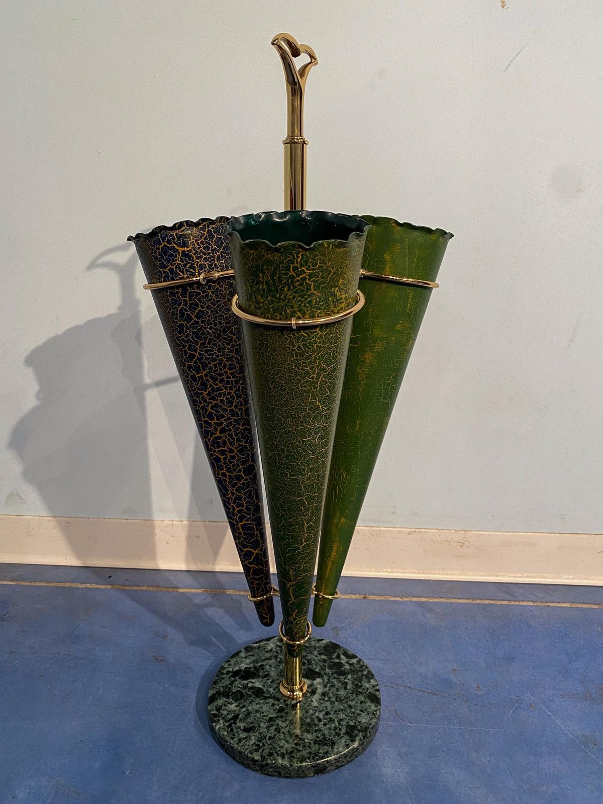 Italian Mid Century Green Color Umbrella Stands "Cracked Effect", 1950s photo buy